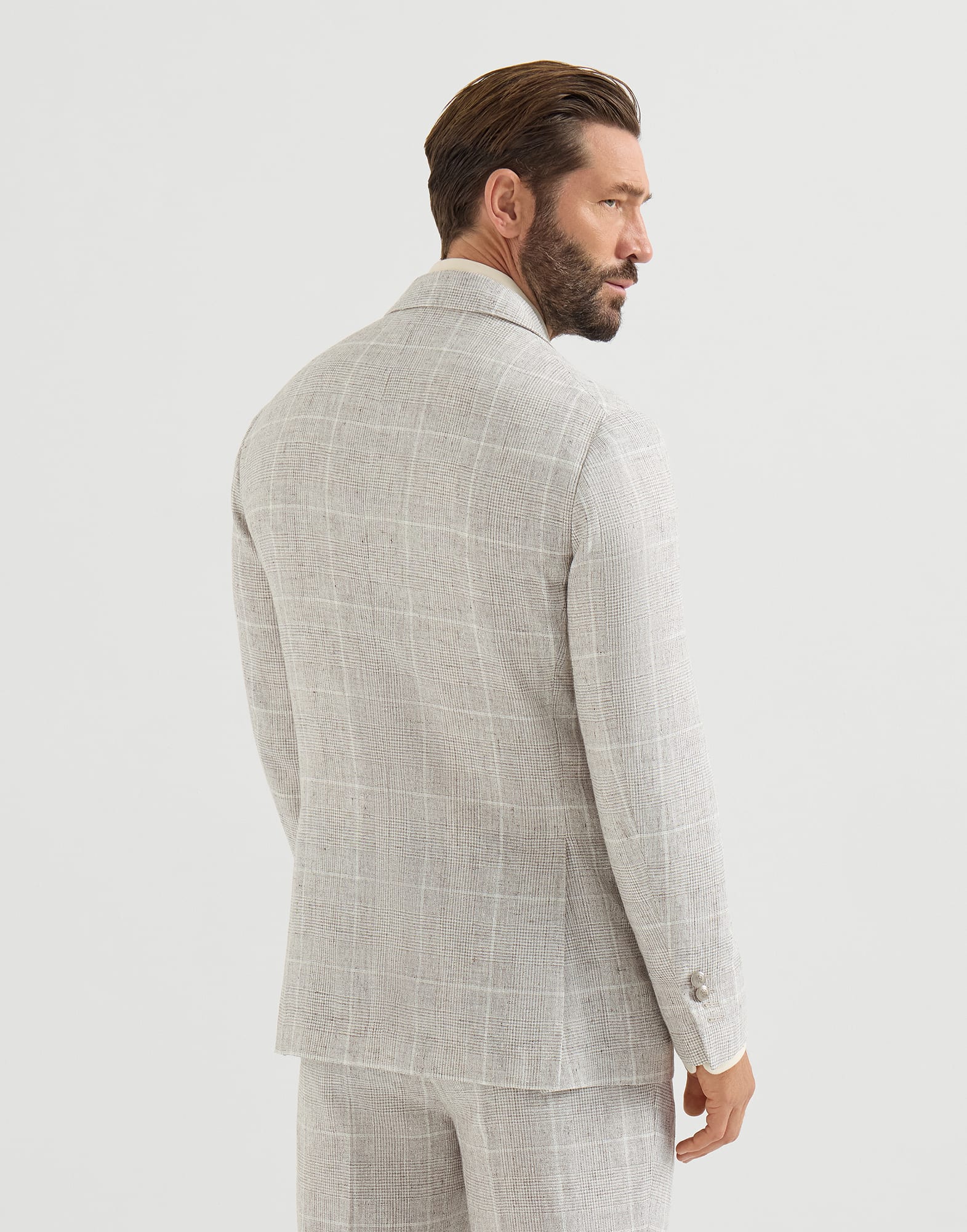 1041-linen-prince-of-wales-one-and-a-half-breasted-deconstructed-blazer-with-metal-buttons-2.jpg Linen Prince of Wales one-and-a-half breasted deconstructed blazer with metal buttons