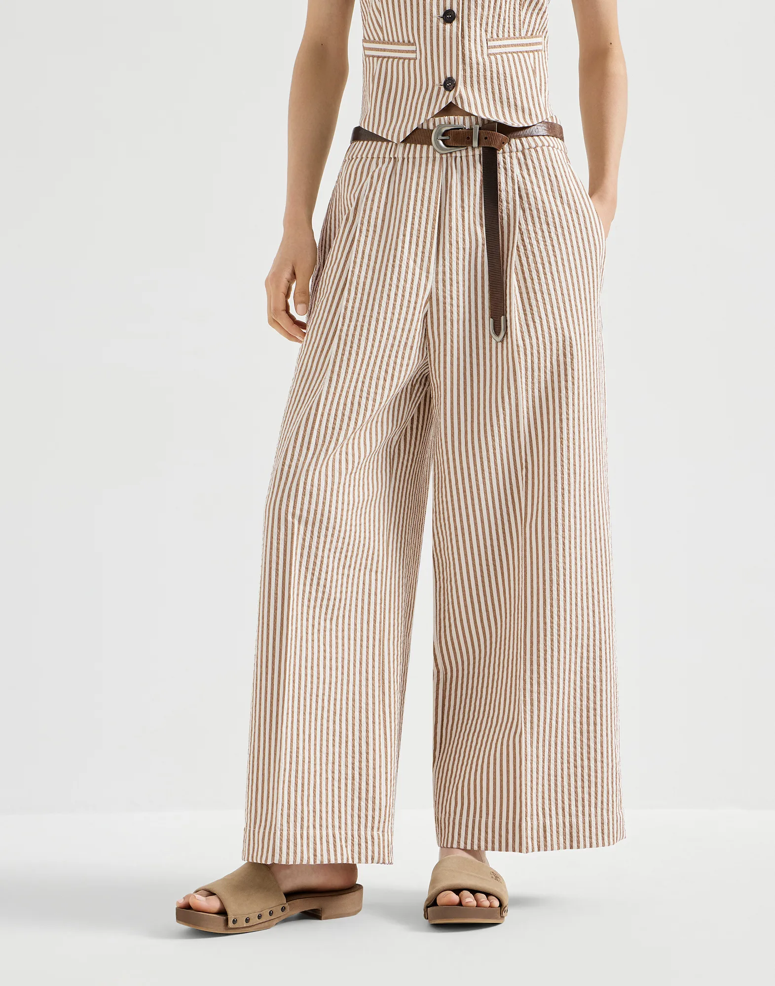 1145-techno-cotton-striped-seersucker-baggy-track-trousers-with-monili-1.webp Techno cotton striped seersucker baggy track trousers with monili