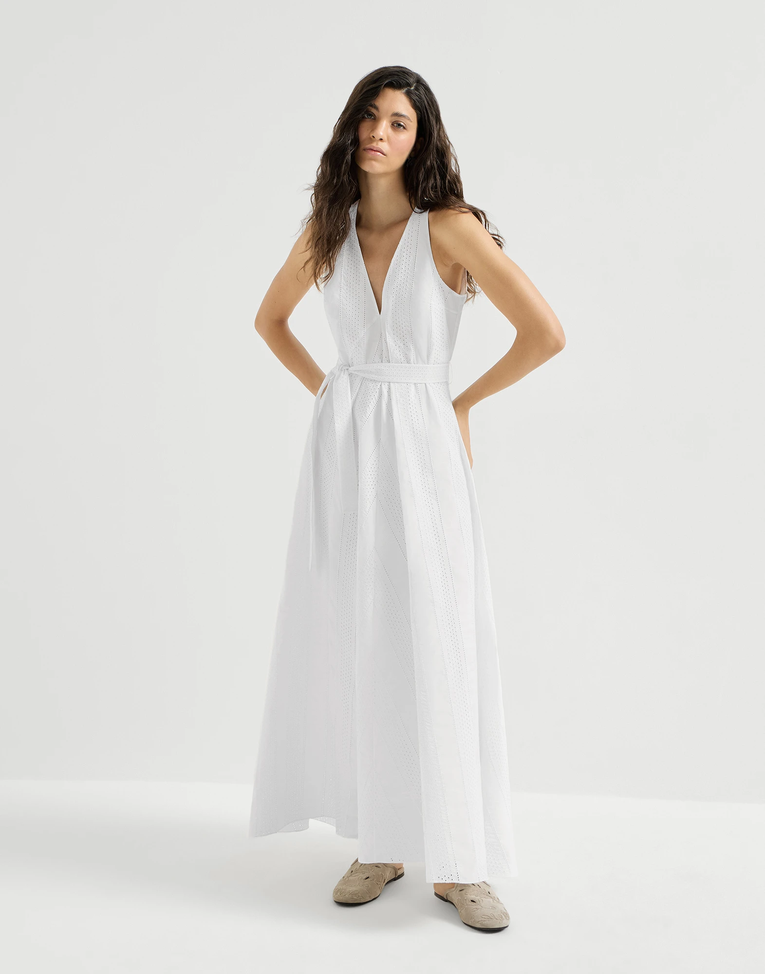 Techno cotton poplin broderie anglaise dress
