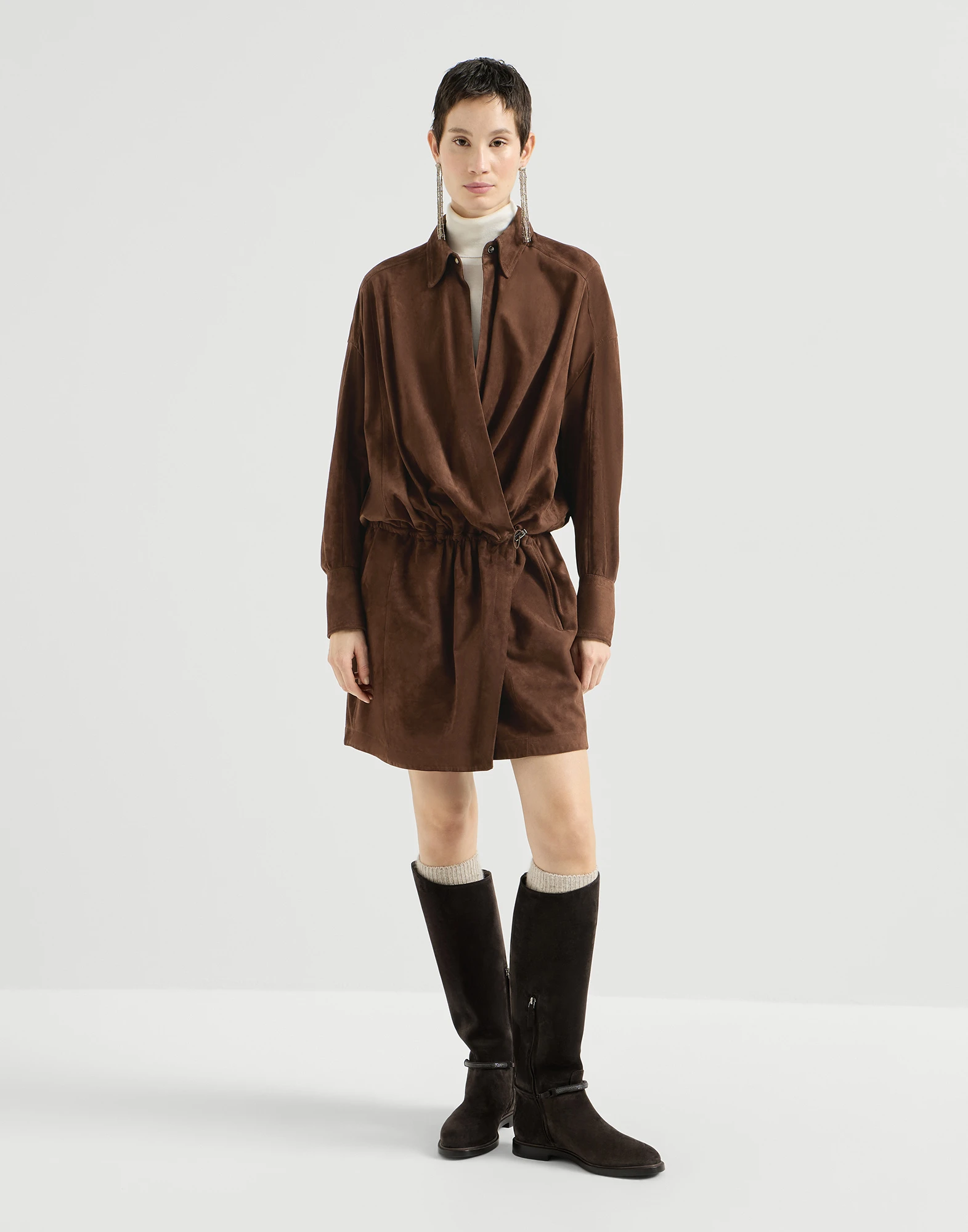 Suede shirt dress