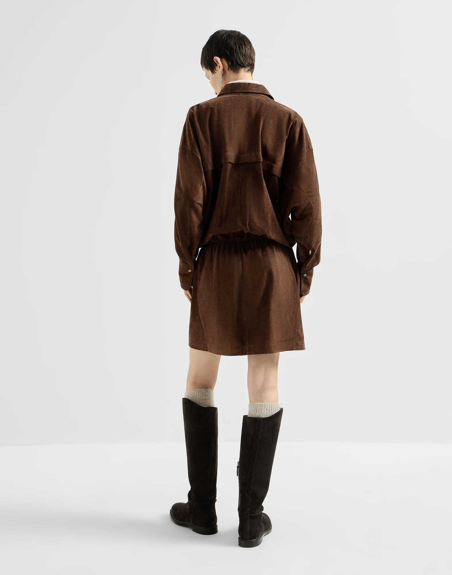 Suede shirt dress
