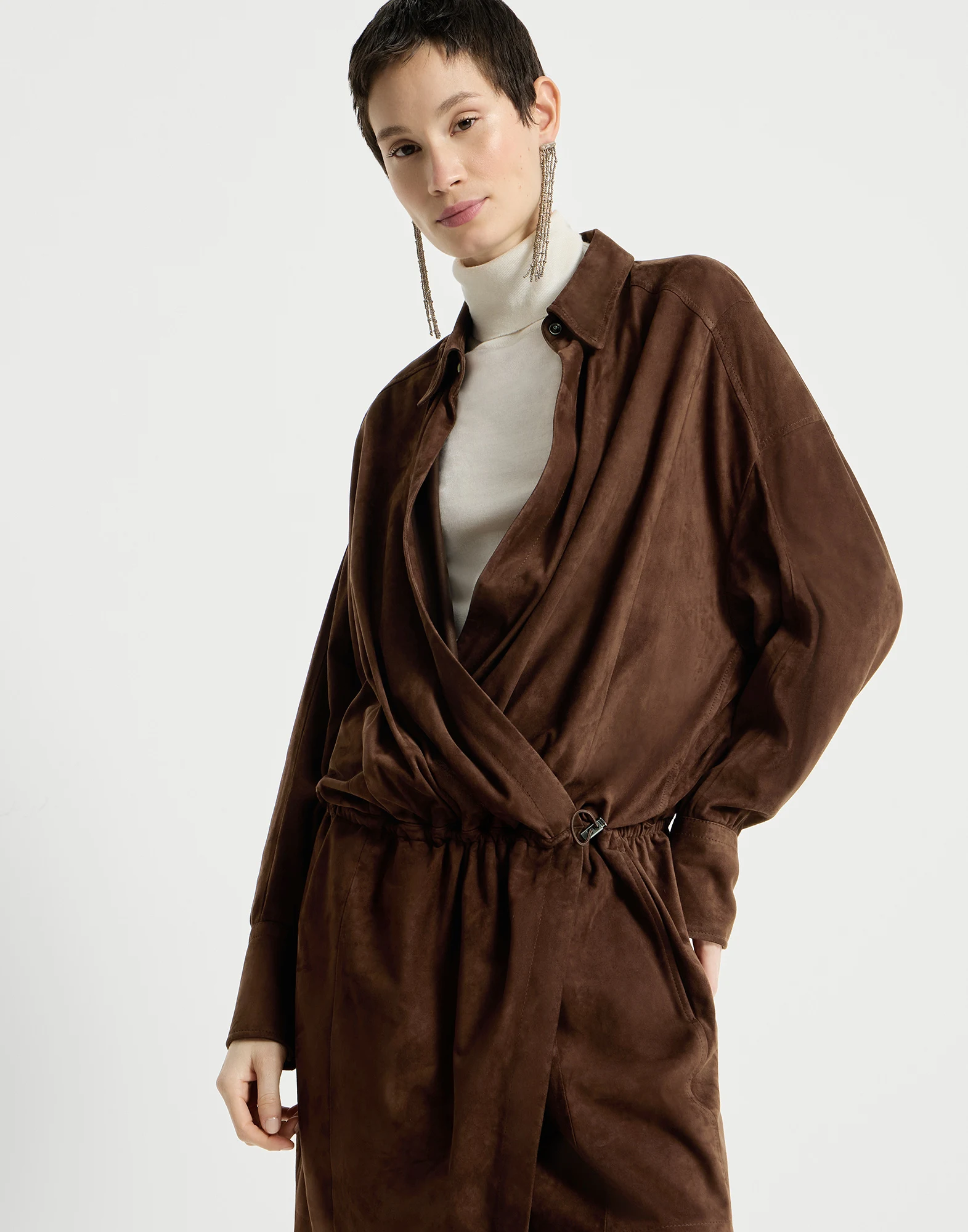 Suede shirt dress