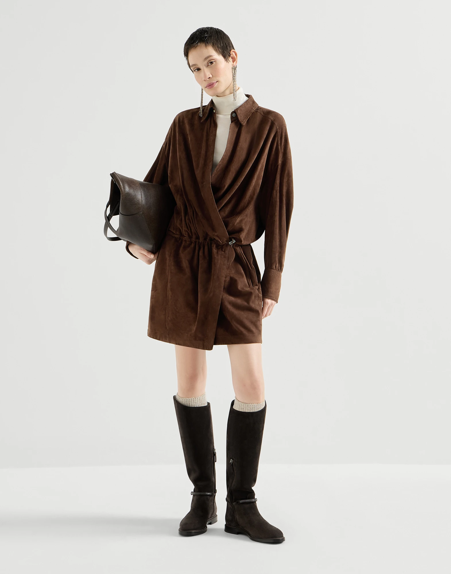 Suede shirt dress