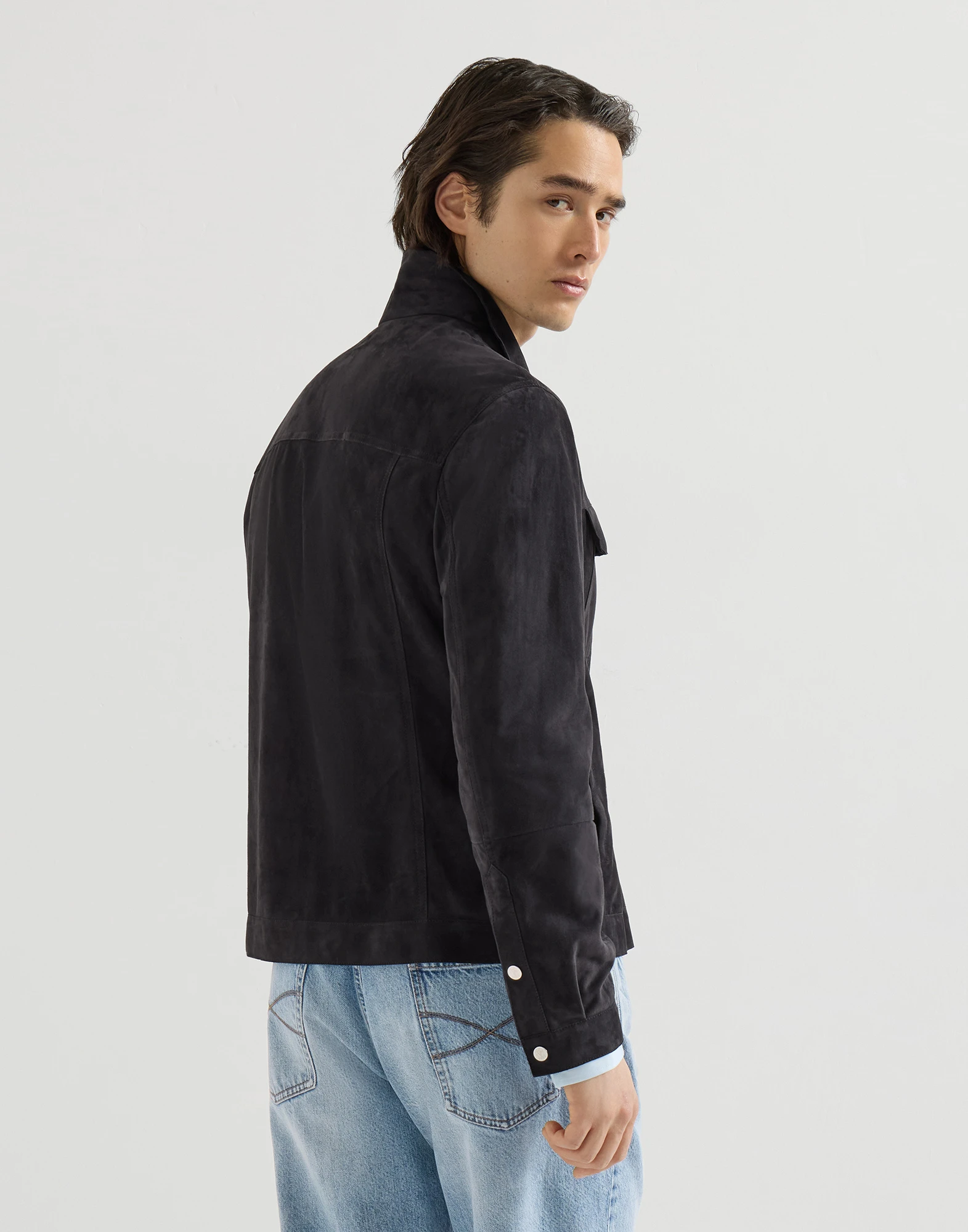 Chaqueta cuatro bolsillos de piel de ante