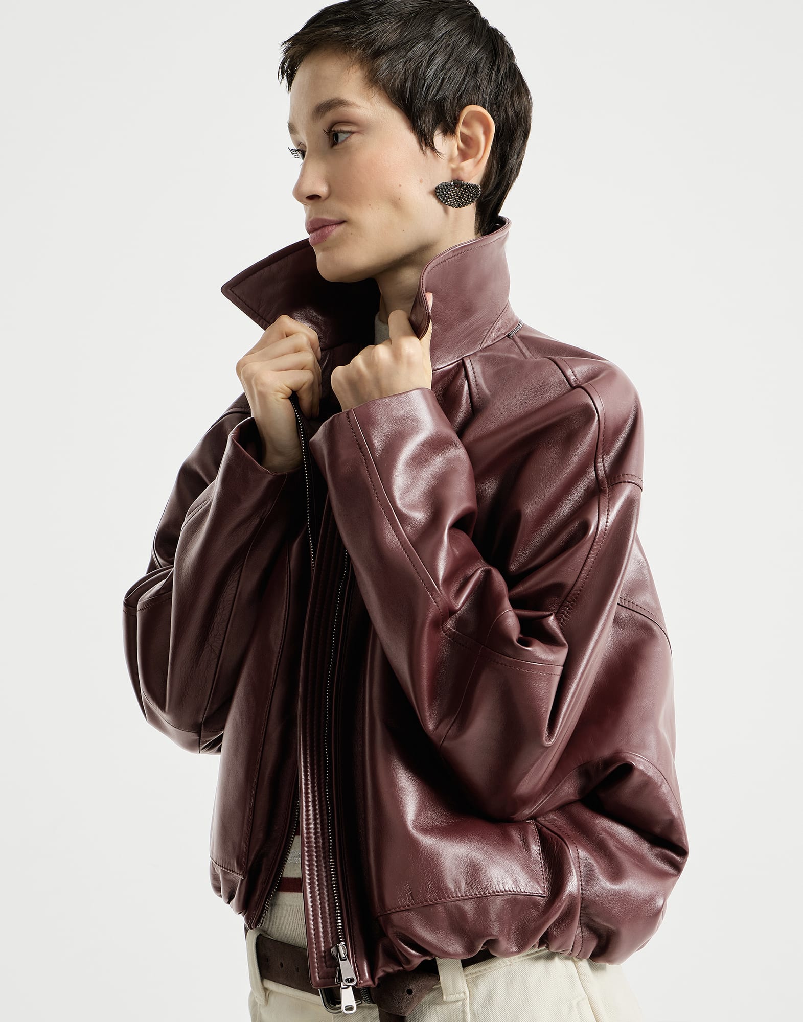 Chaqueta de napa con cordón y Monile