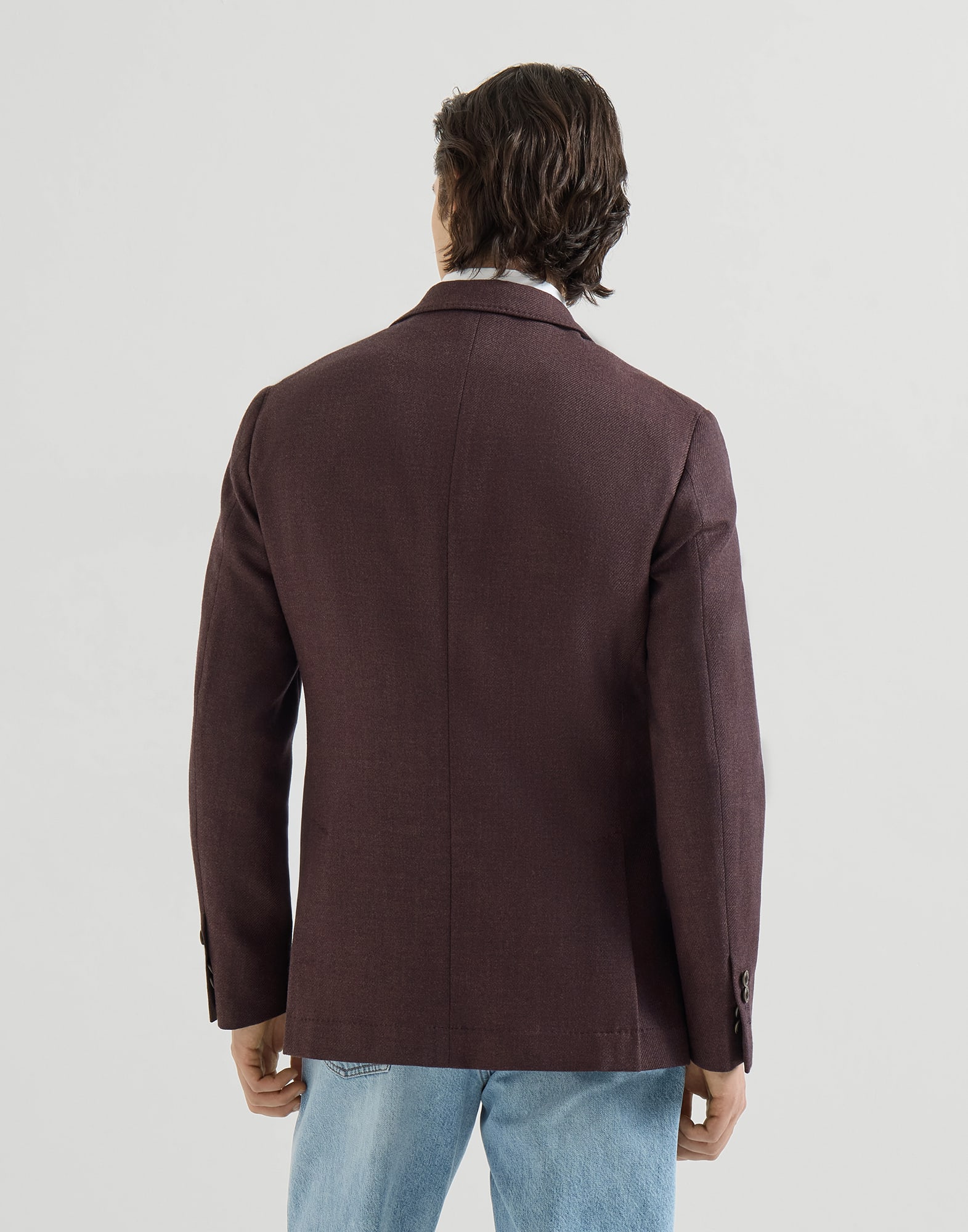 Mouliné virgin wool twill deconstructed blazer