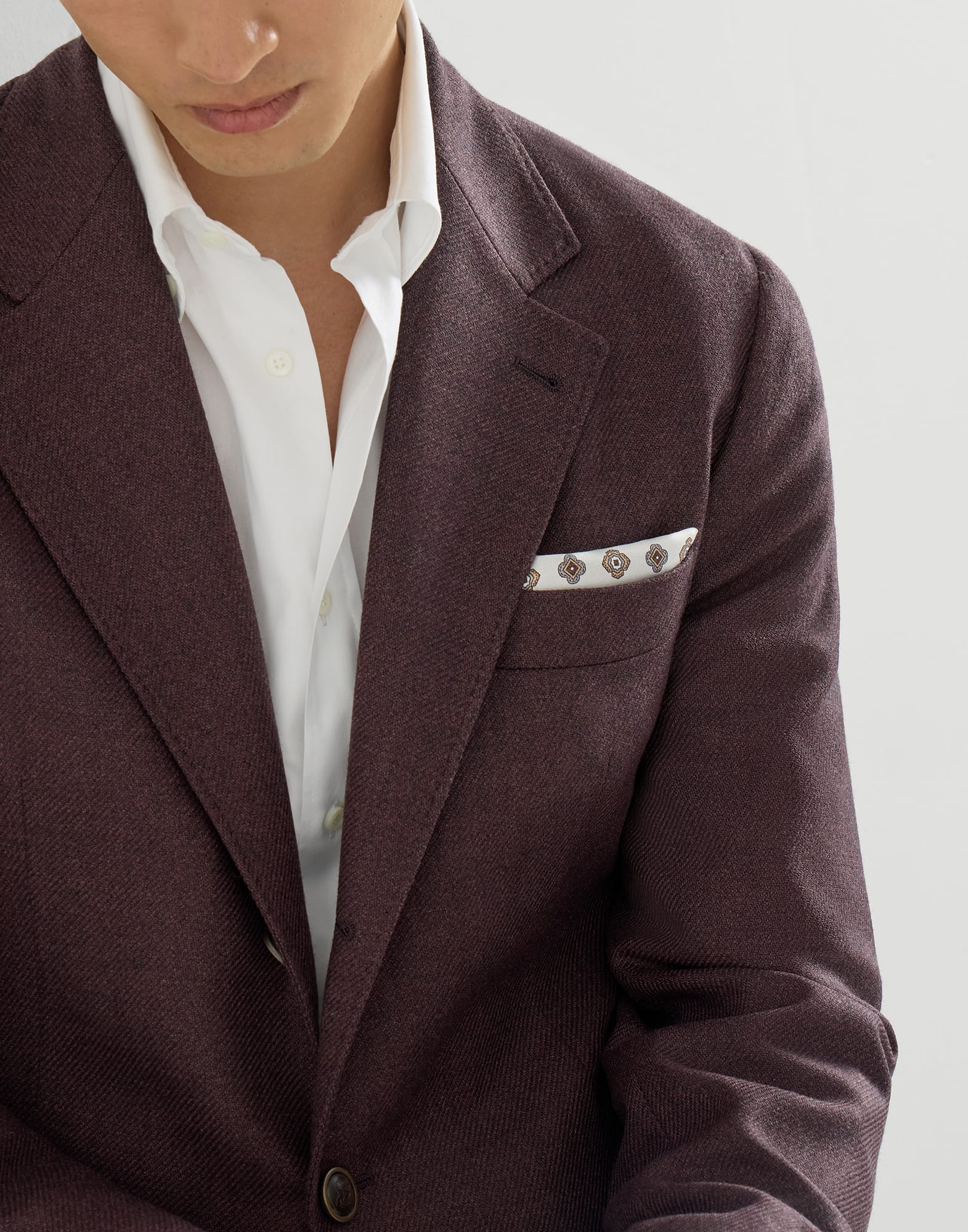 Mouliné virgin wool twill deconstructed blazer