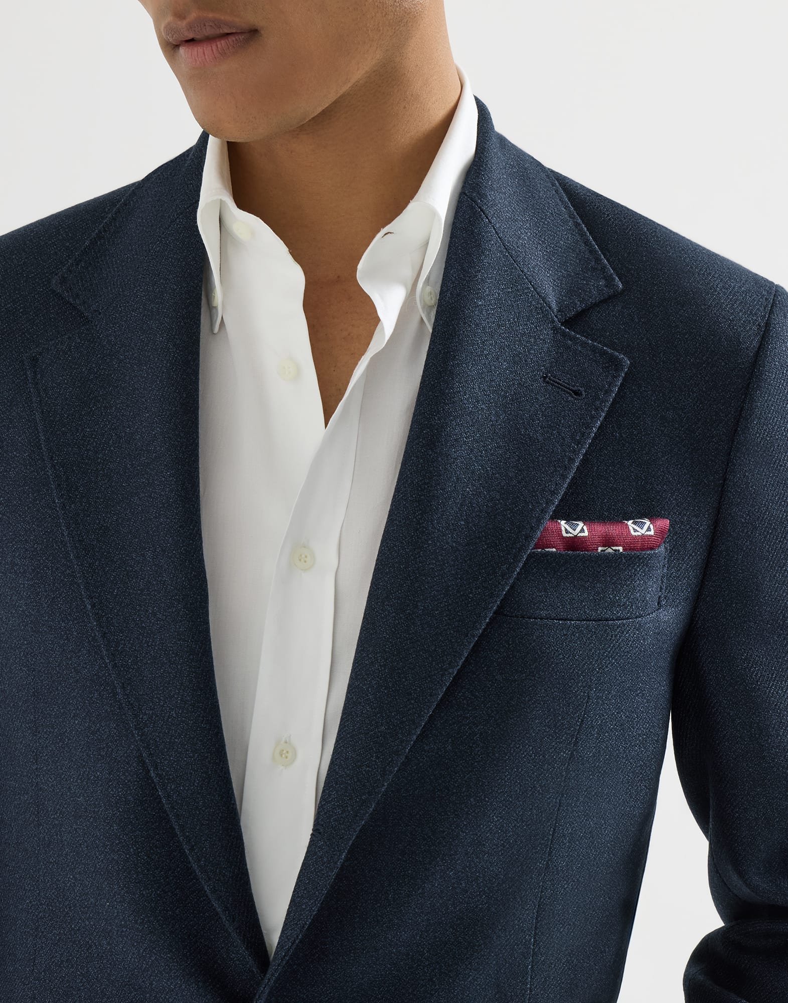 Mouliné virgin wool twill deconstructed Cavallo blazer with metal buttons