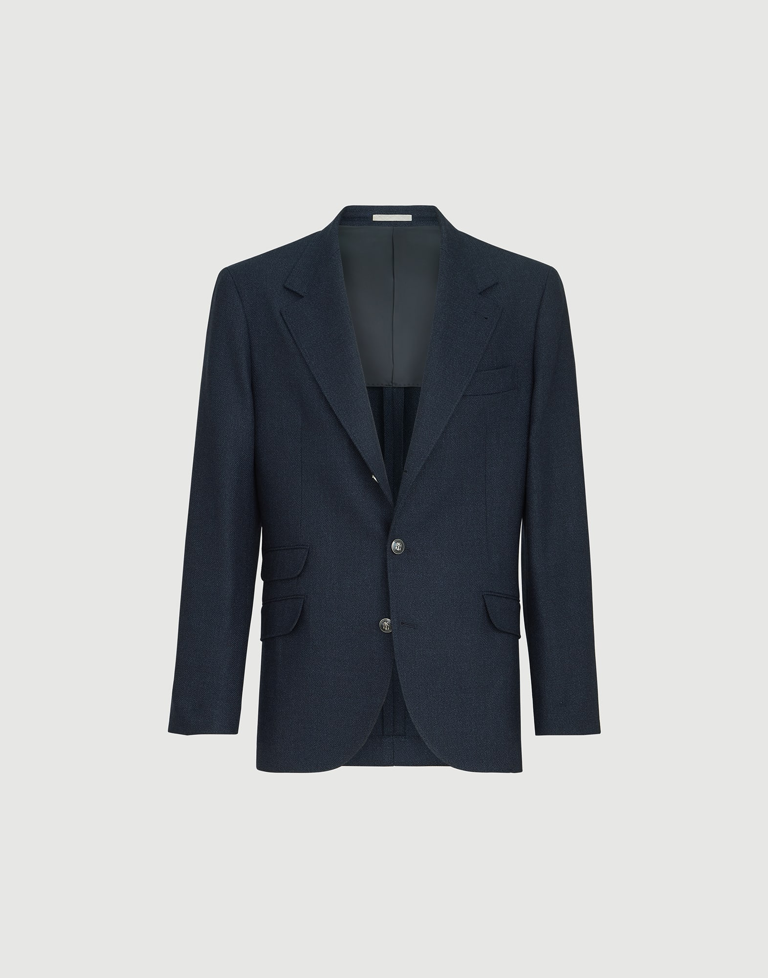 Mouliné virgin wool twill deconstructed Cavallo blazer with metal buttons