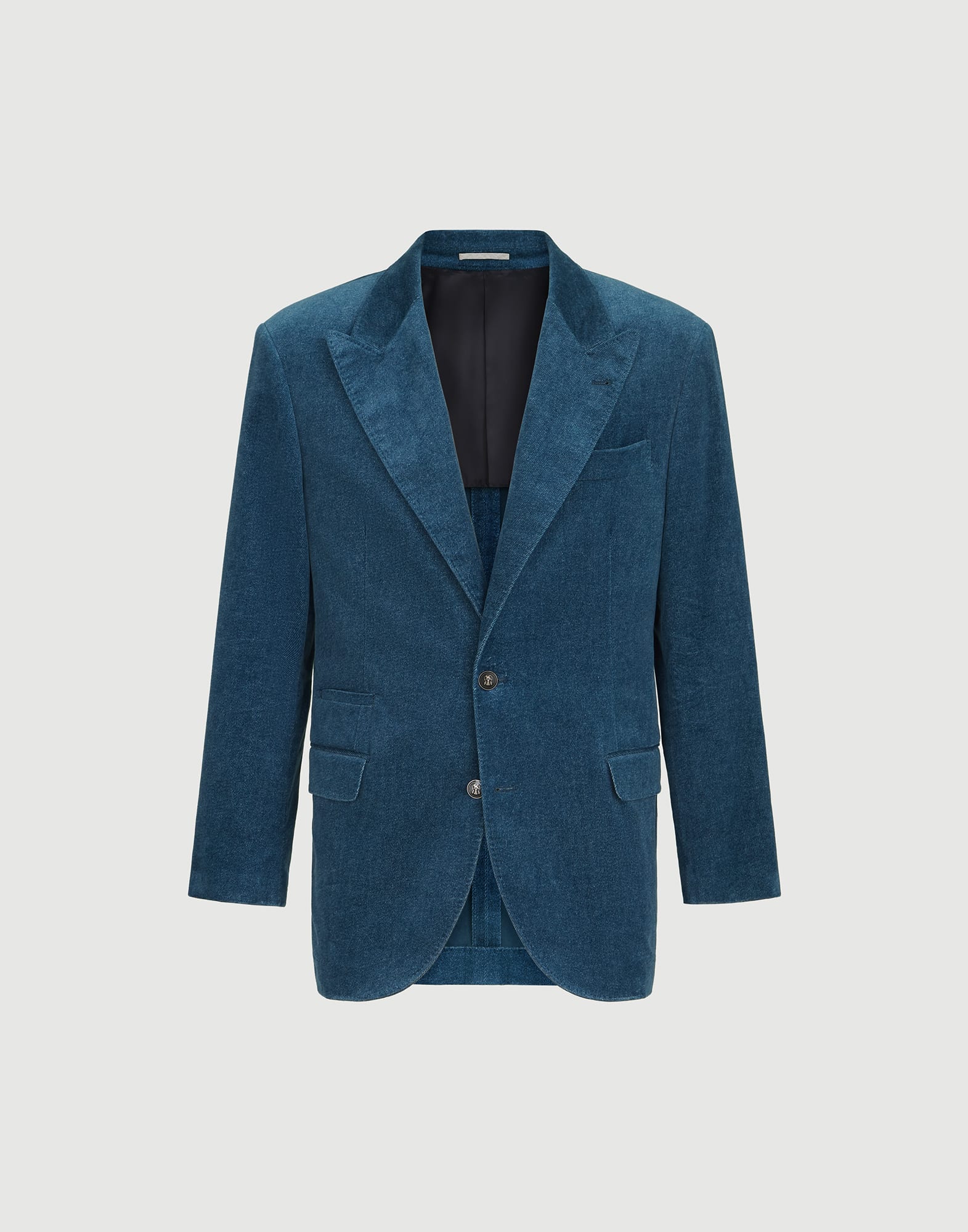 Denim-effect cotton velvet Tailor blazer with peak lapels