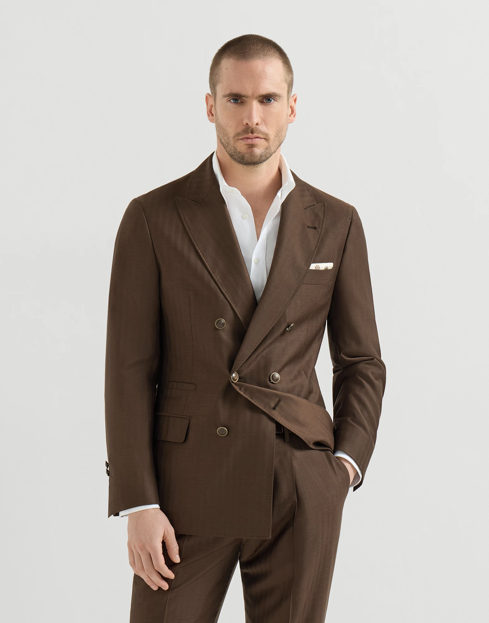 Virgin wool and cashmere one-and-a-half breasted deconstructed blazer