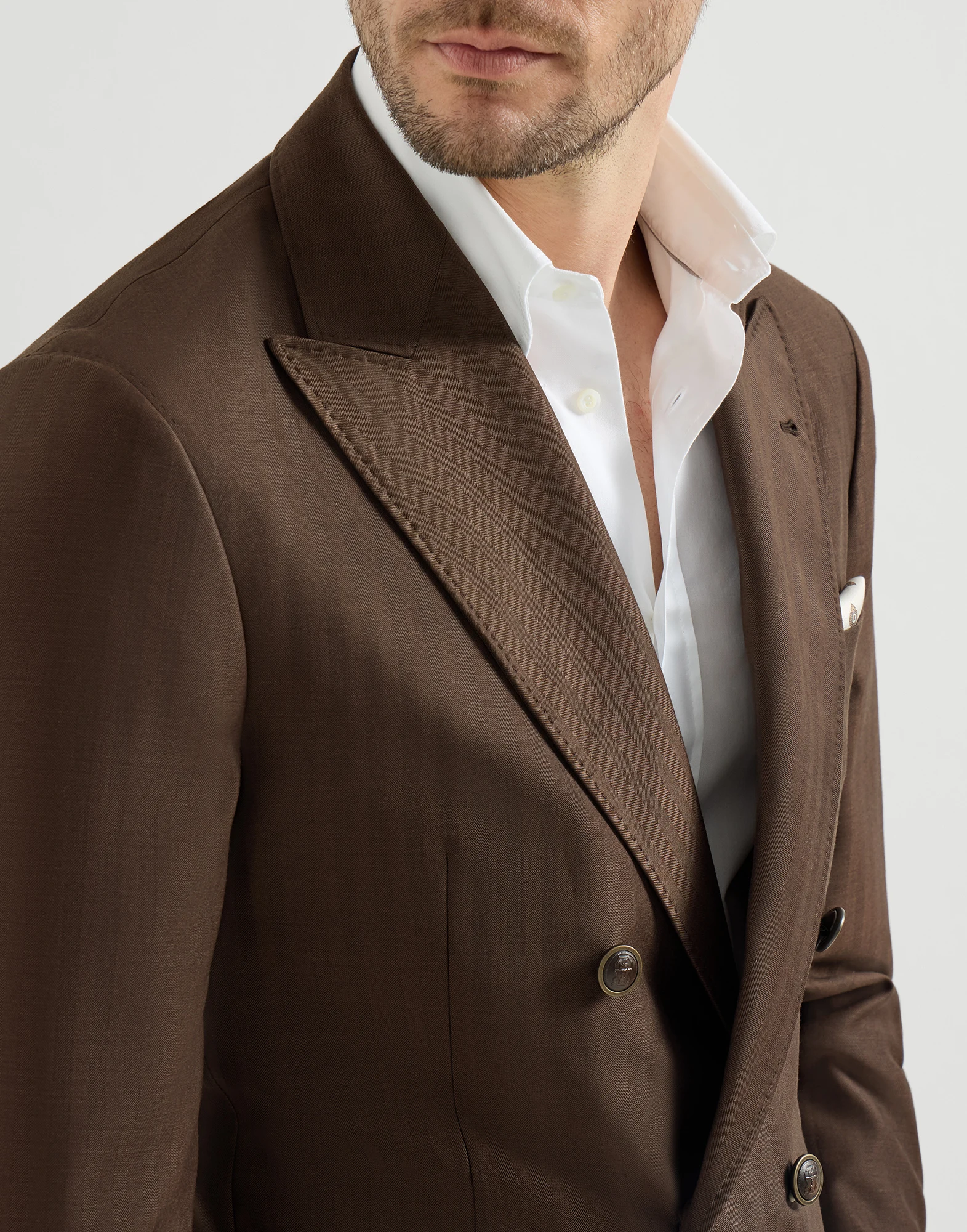 Virgin wool and cashmere one-and-a-half breasted deconstructed blazer