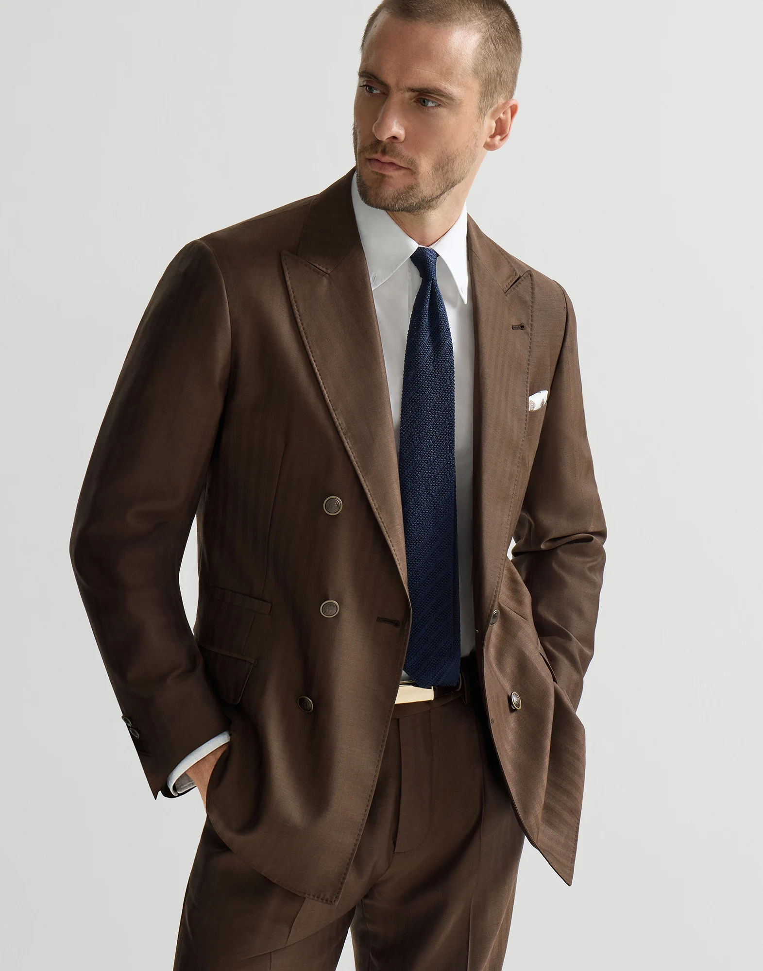 Virgin wool and cashmere one-and-a-half breasted deconstructed blazer