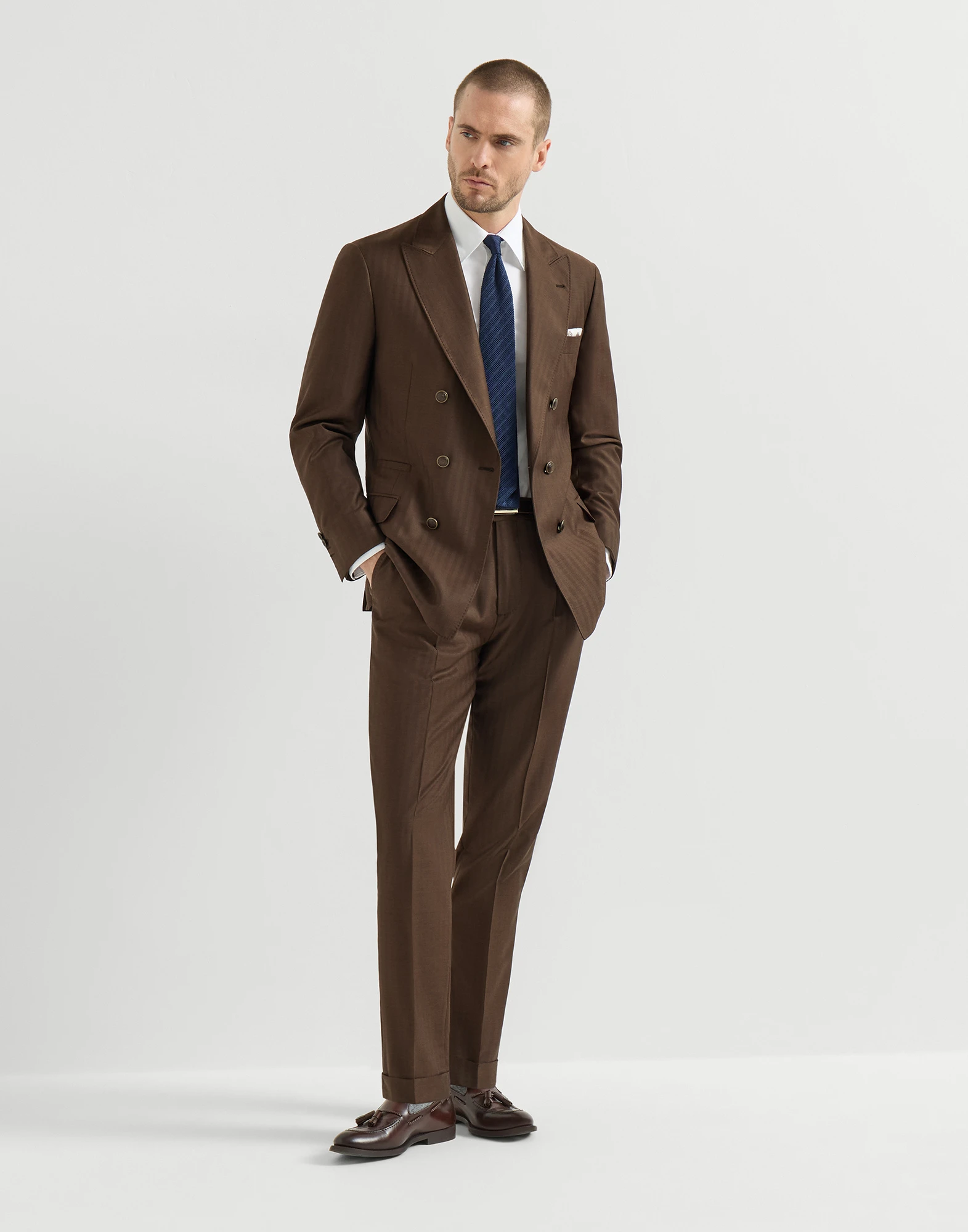 Virgin wool and cashmere one-and-a-half breasted deconstructed blazer