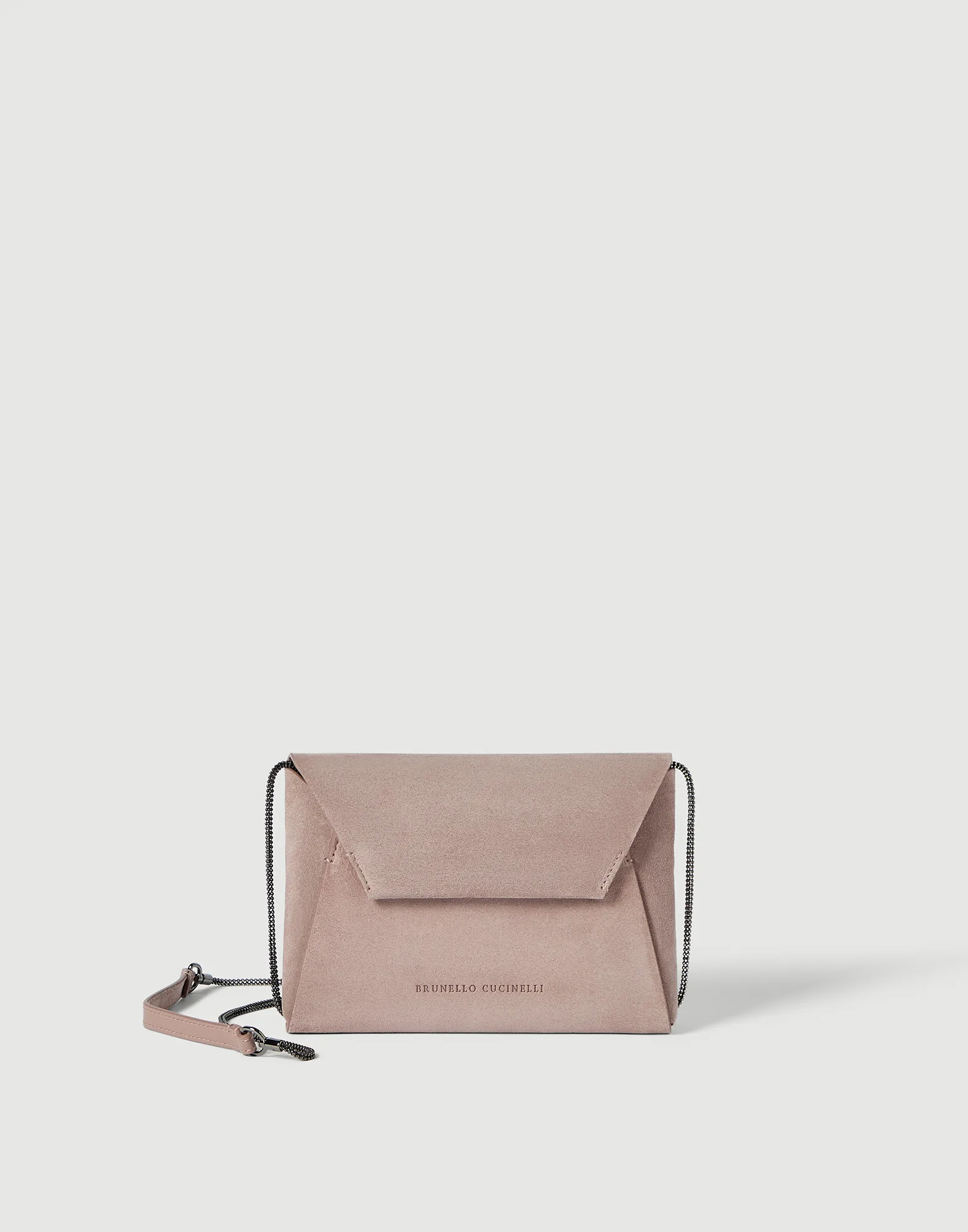 Cartera de mano Duo en piel de ante con preciosa cadena