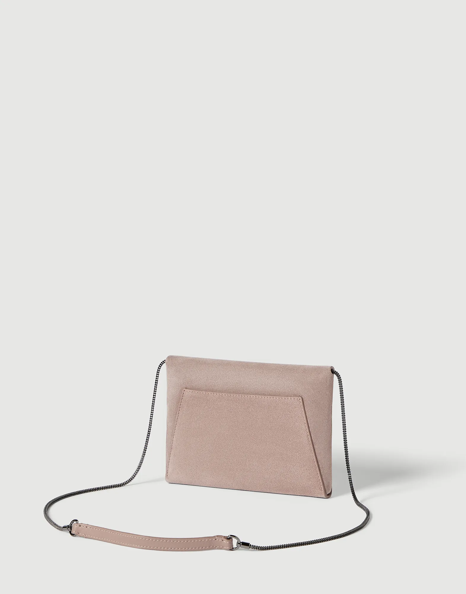 Cartera de mano Duo en piel de ante con preciosa cadena