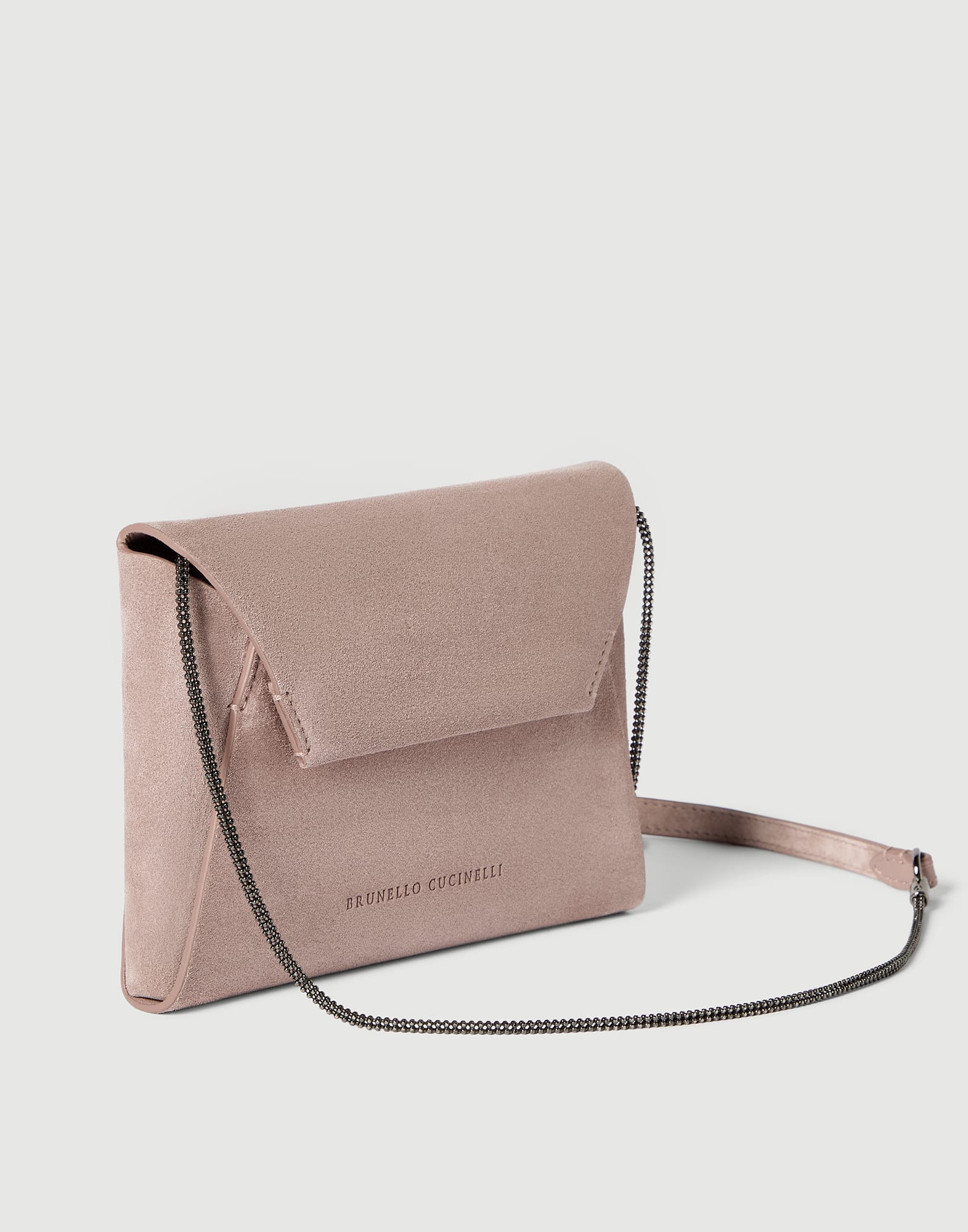 Cartera de mano Duo en piel de ante con preciosa cadena