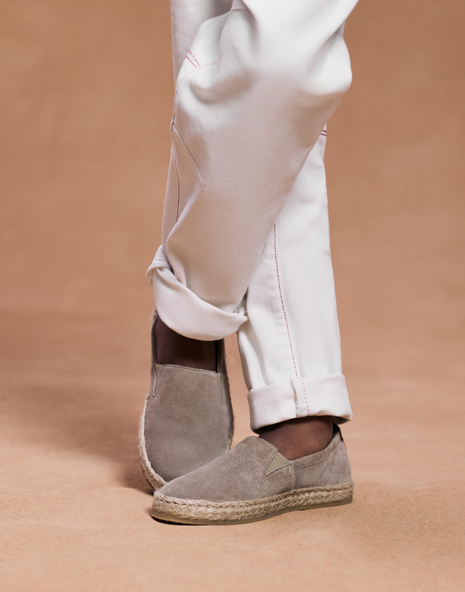 Suede slip-ons with rope insert