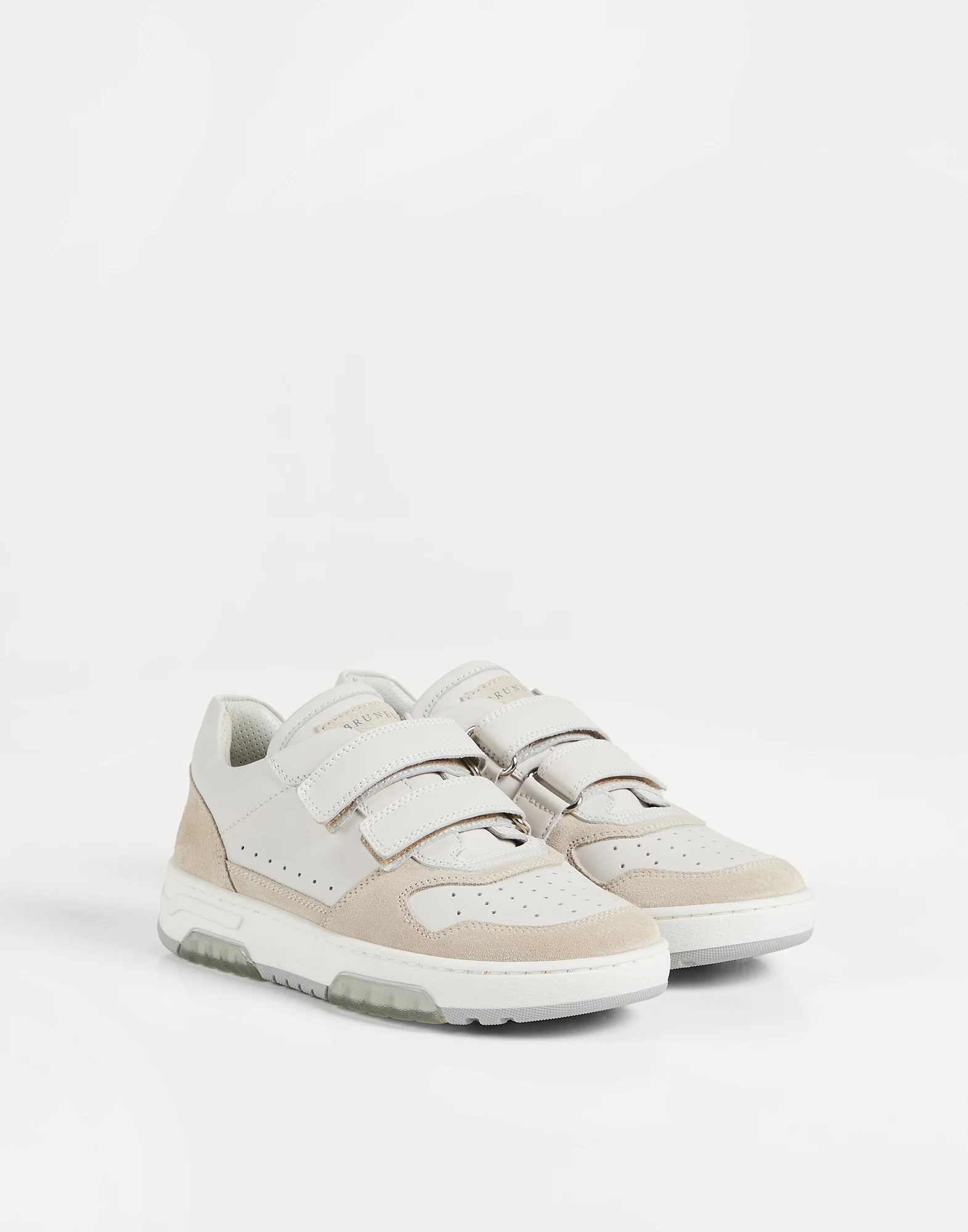 Zapatillas deportivas en piel de becerro y ante con tiras