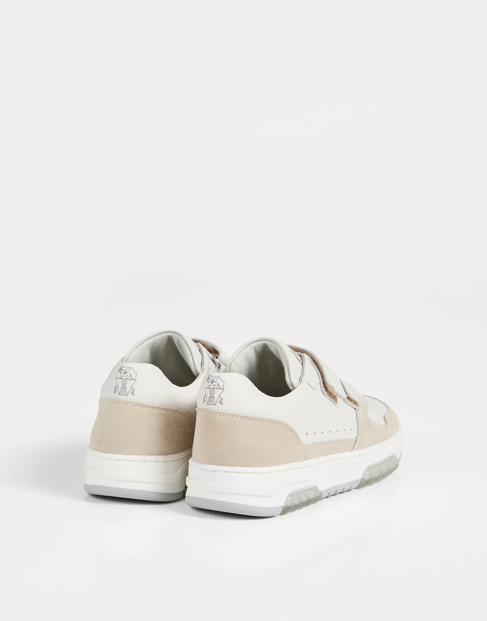 Zapatillas deportivas en piel de becerro y ante con tiras