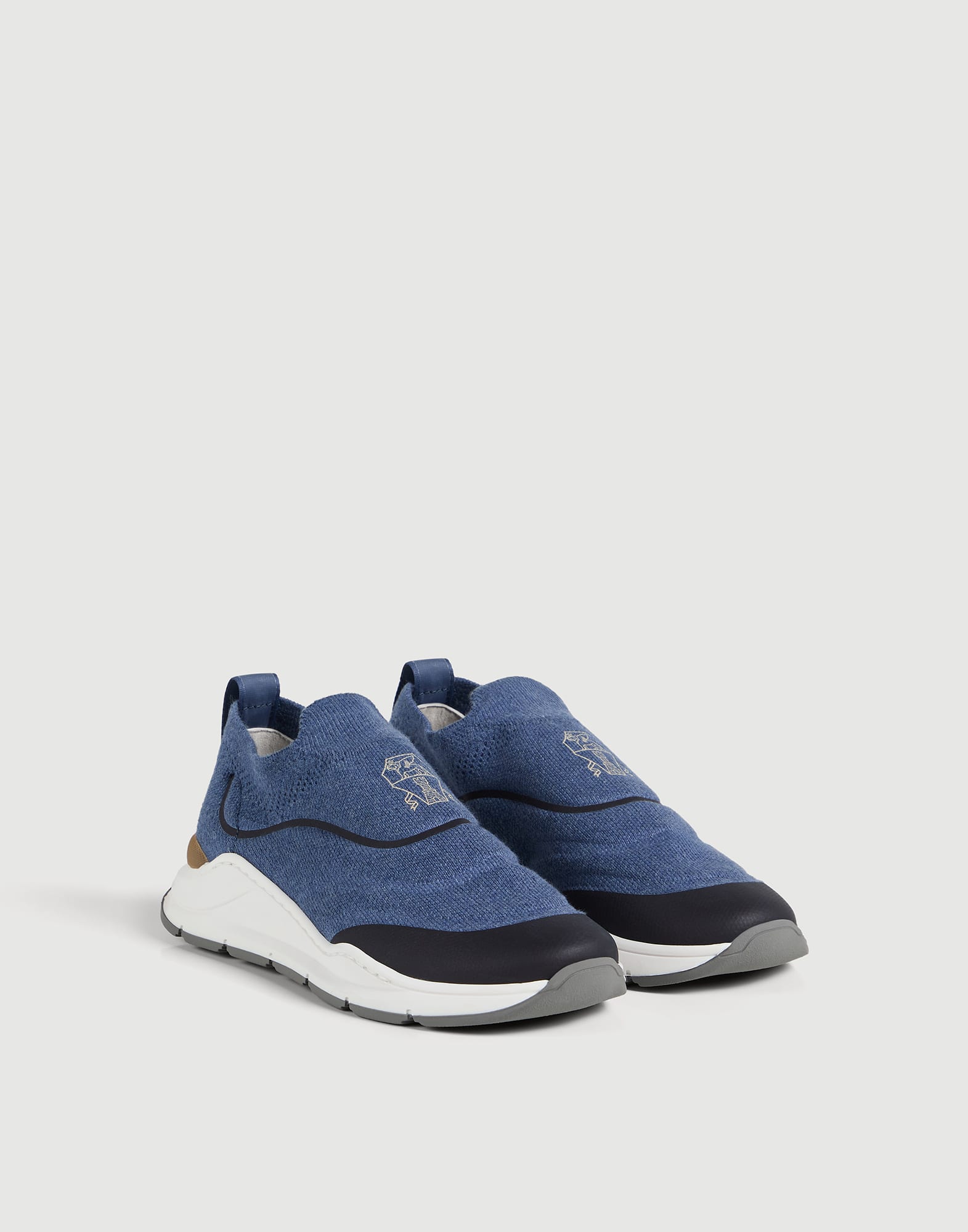 Cotton knit slip-on runners with heat-bonded details and logo