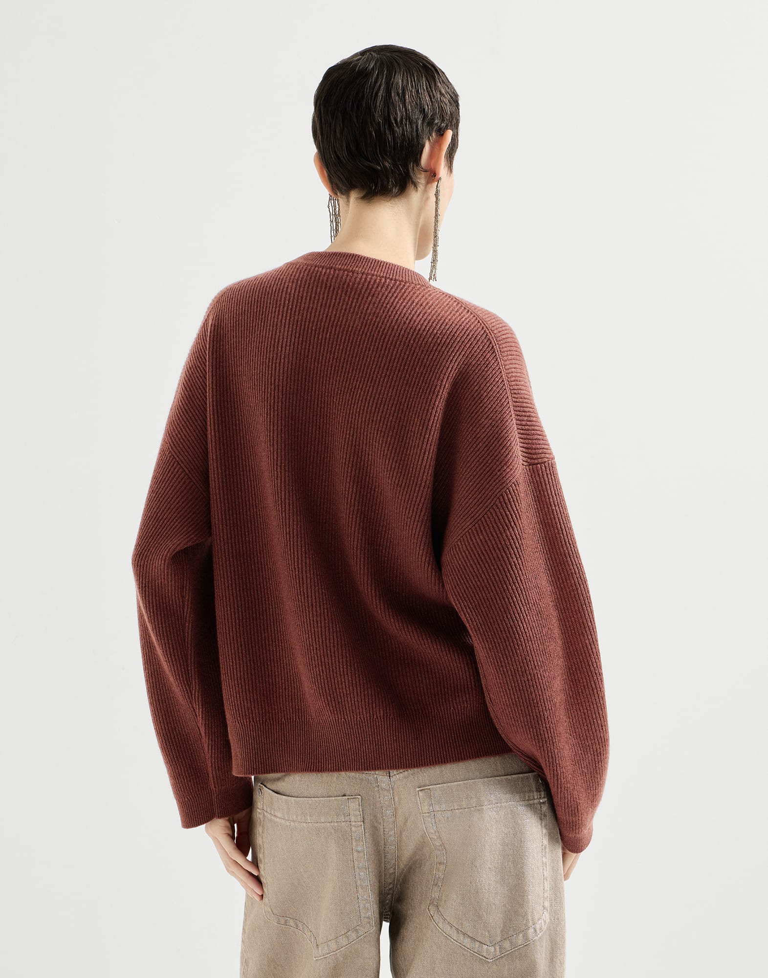 Sparkling cashmere English rib sweater