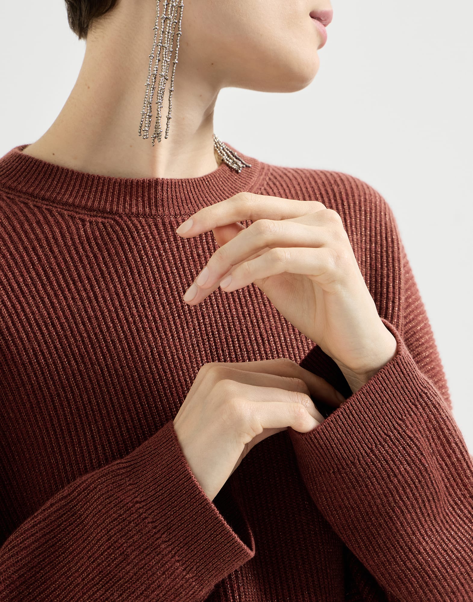 Sparkling cashmere English rib sweater