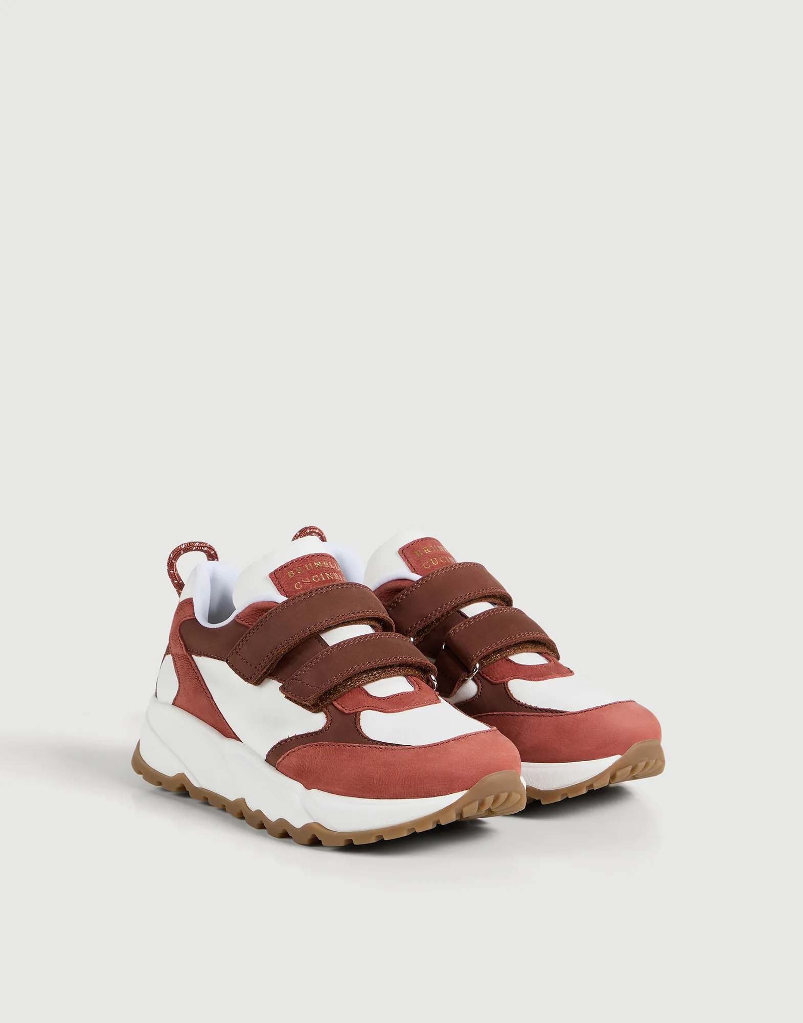 Zapatillas de algodón tecno, nobuk y piel de becerro efecto napa con tiras