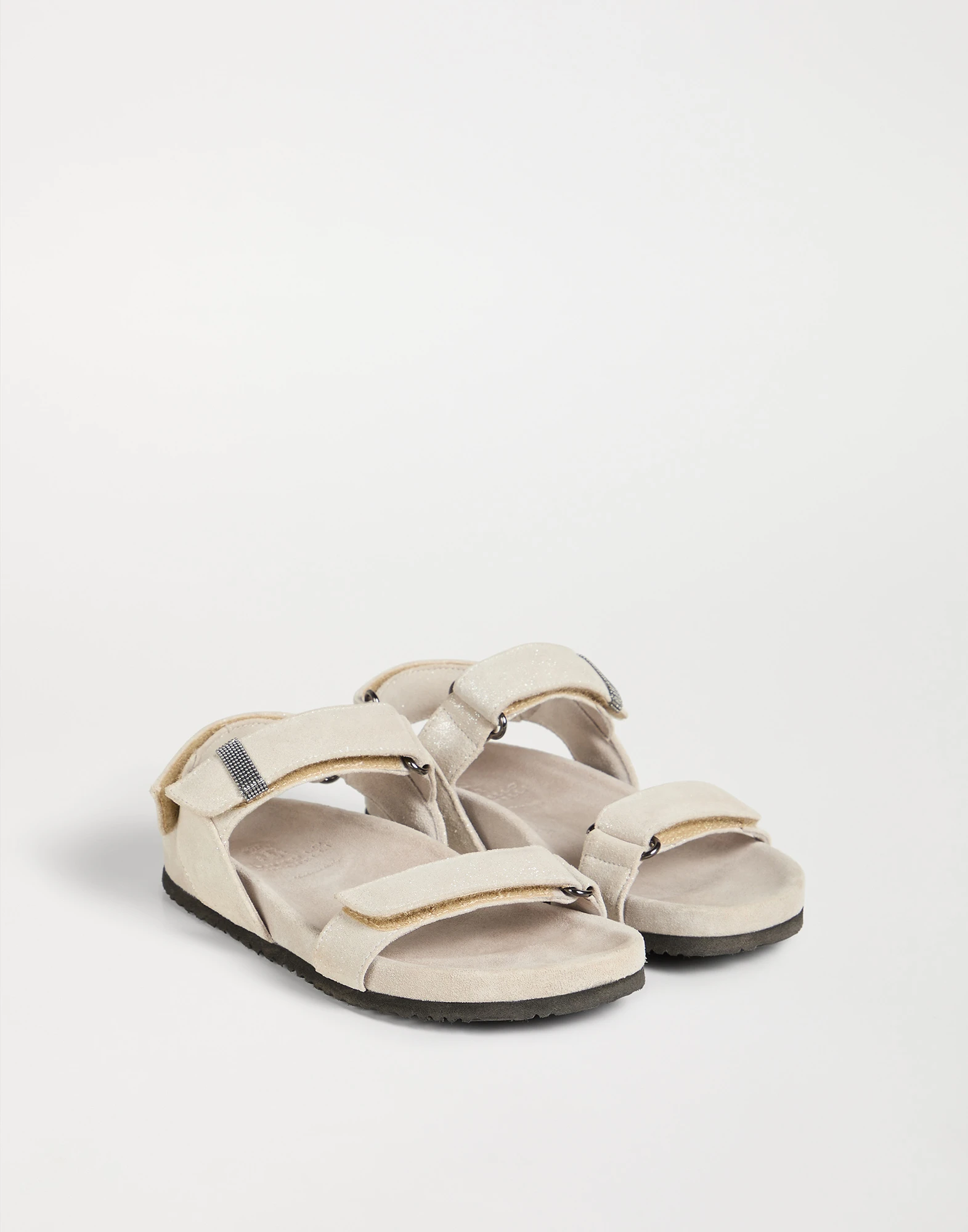 Sandalias de piel lamé con Monile