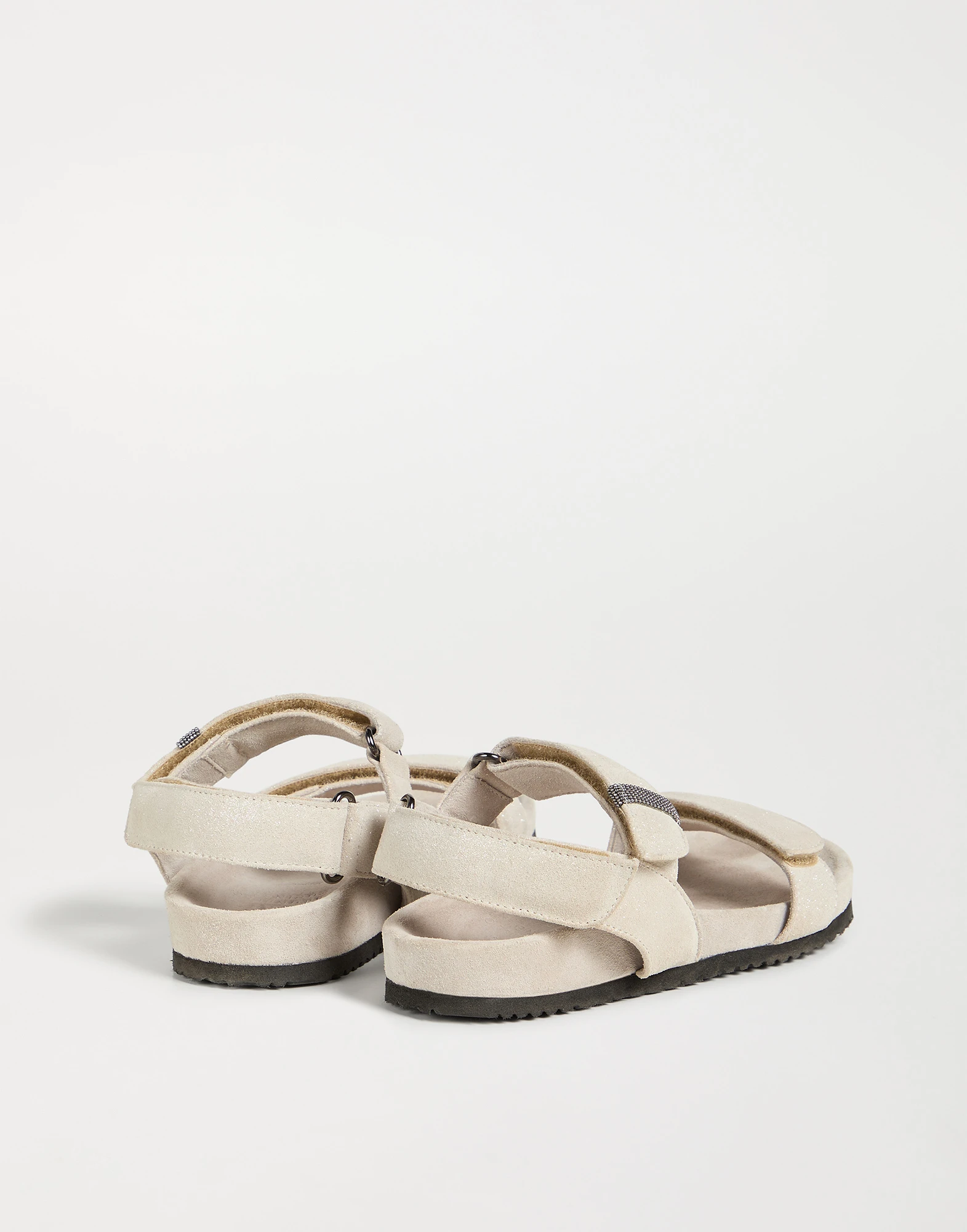 Sandalias de piel lamé con Monile