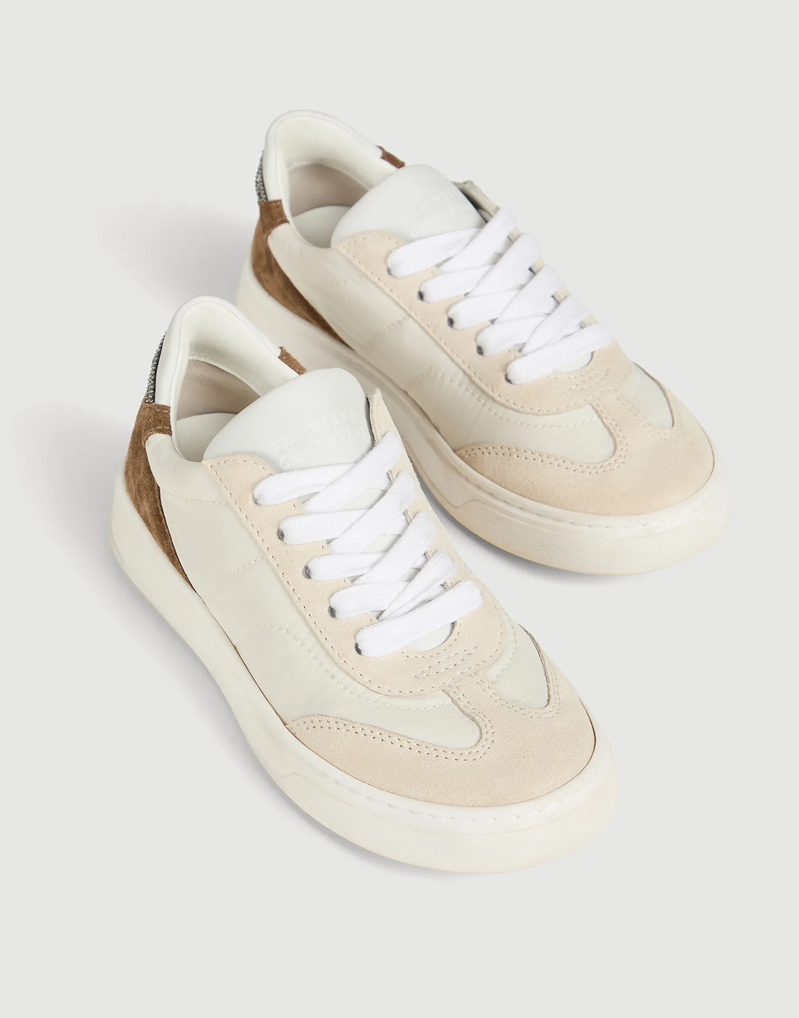 Zapatillas de nailon y piel de ante con Monile