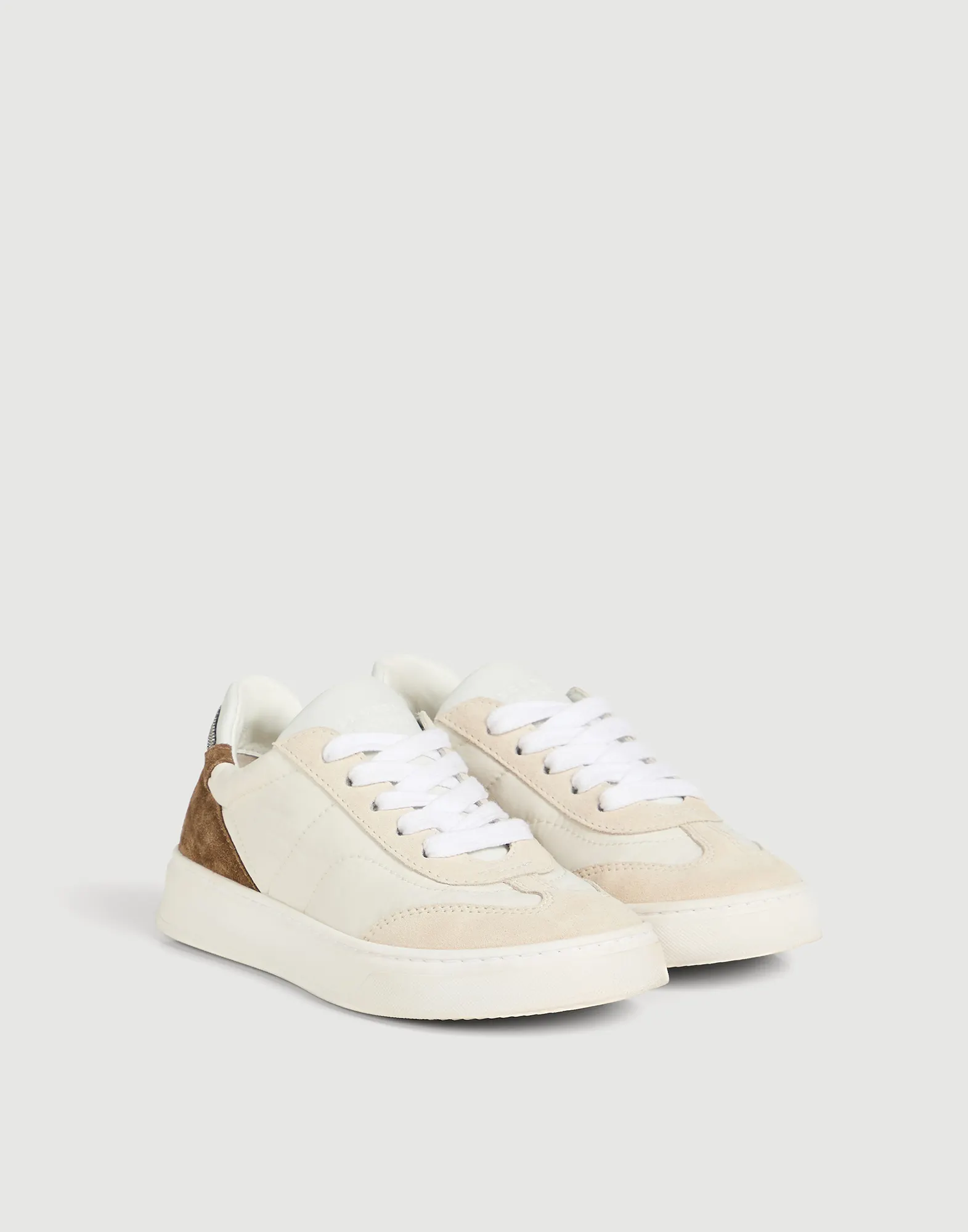Nylon and suede sneakers with monili