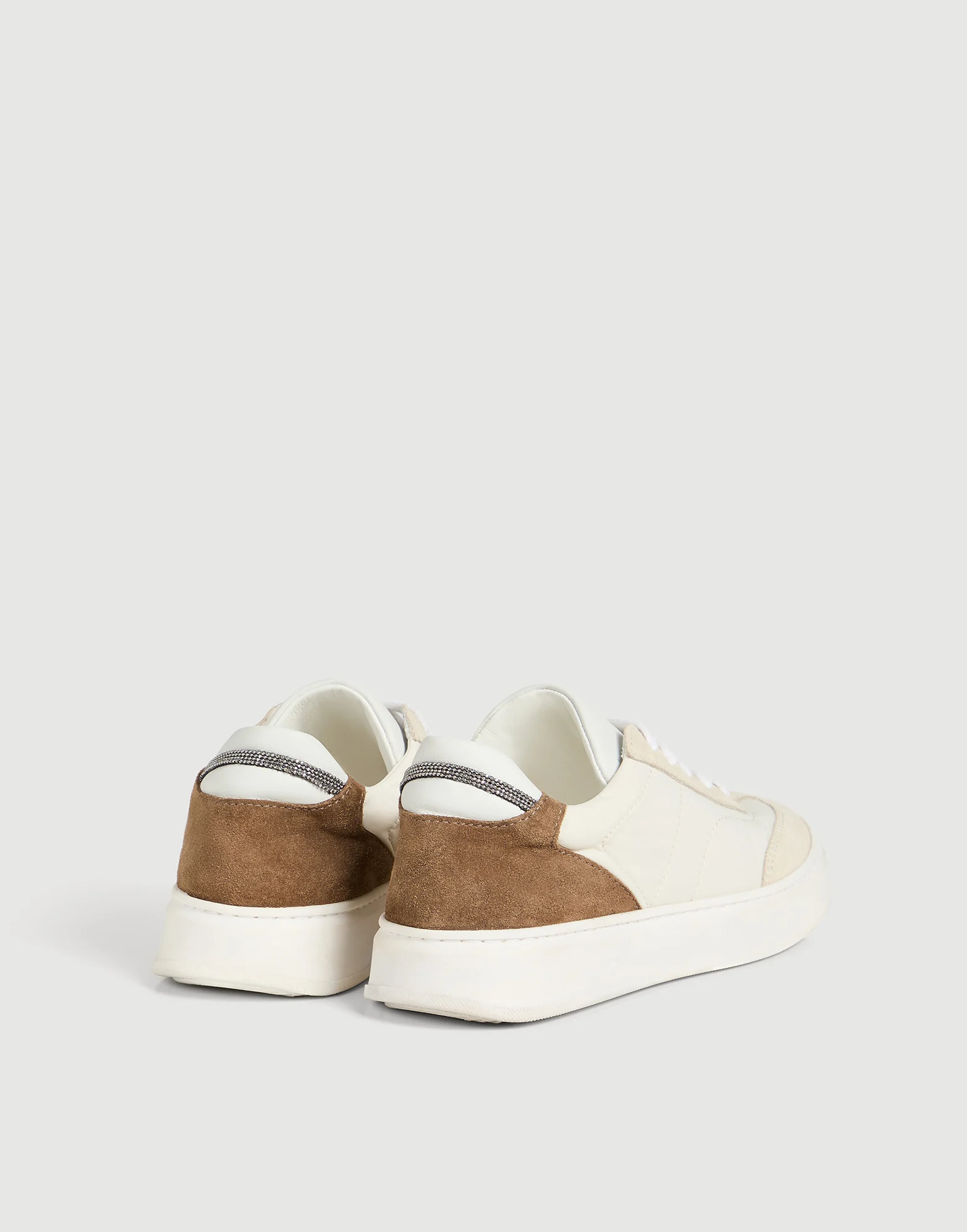 Nylon and suede sneakers with monili