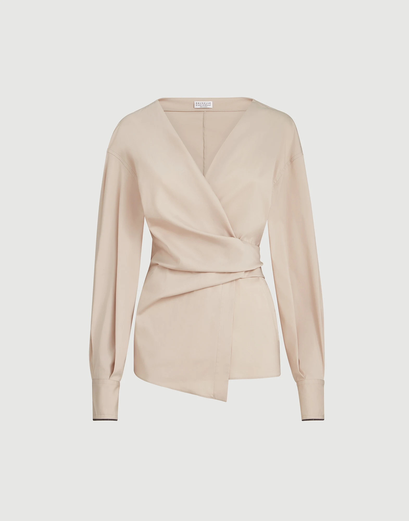Stretch cotton poplin shirt with shiny cuffs