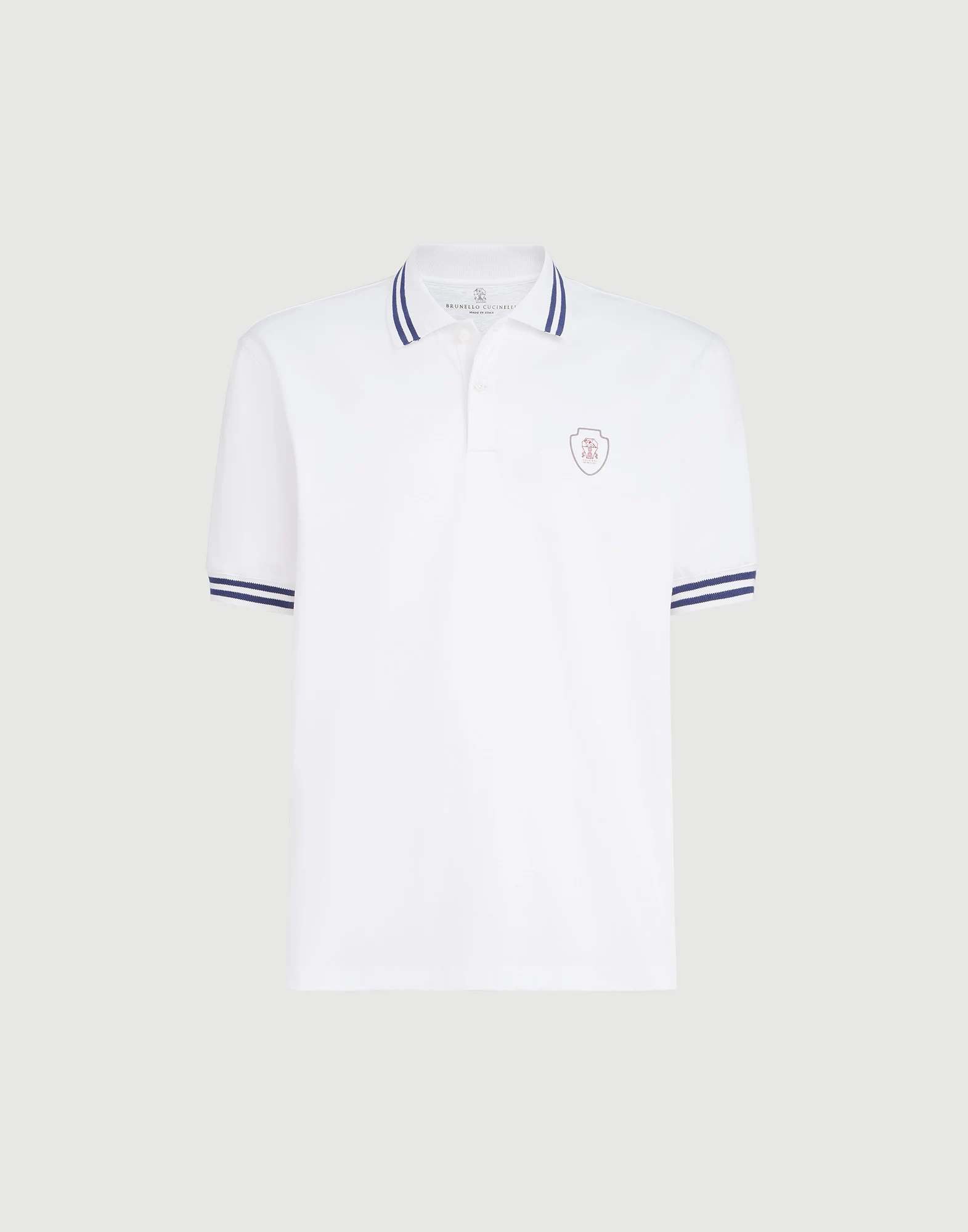 Polo en punto de algodón con cuello a rayas y logotipo