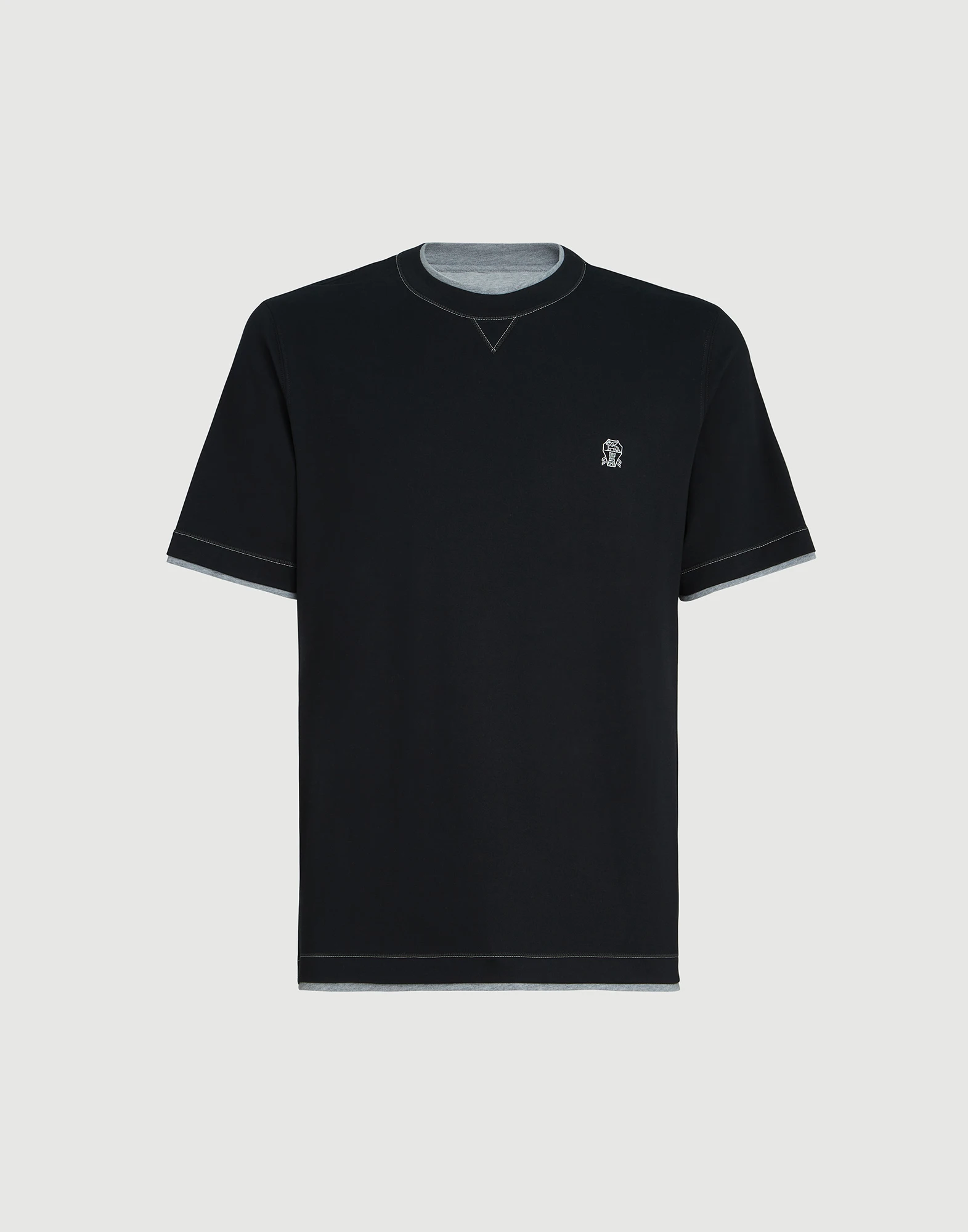1865-cotton-jersey-crew-neck-t-shirt-with-logo-and-faux-layering-6.webp Cotton jersey crew neck T-shirt with logo and faux-layering