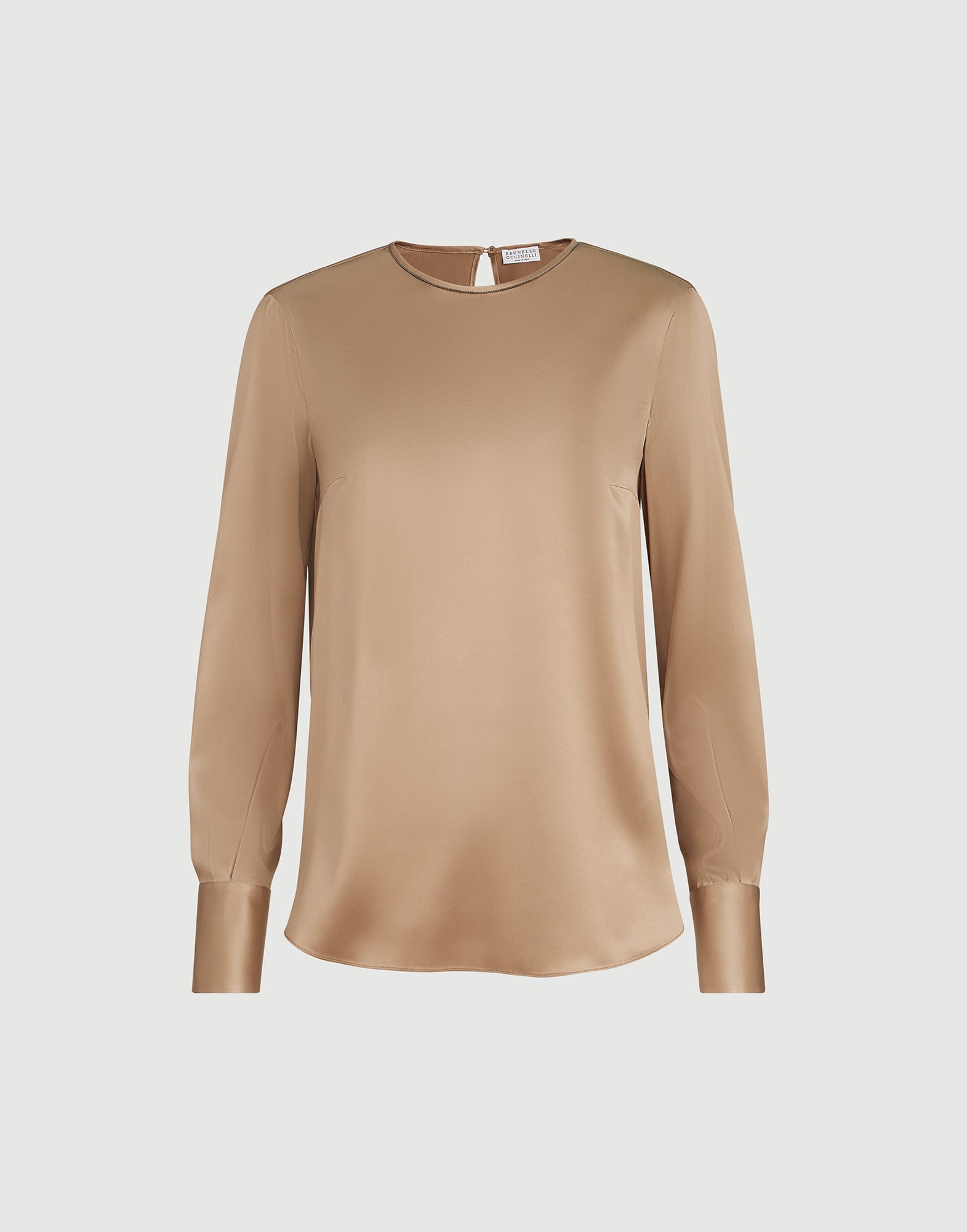 Camiseta en raso de seda elástico con Monile