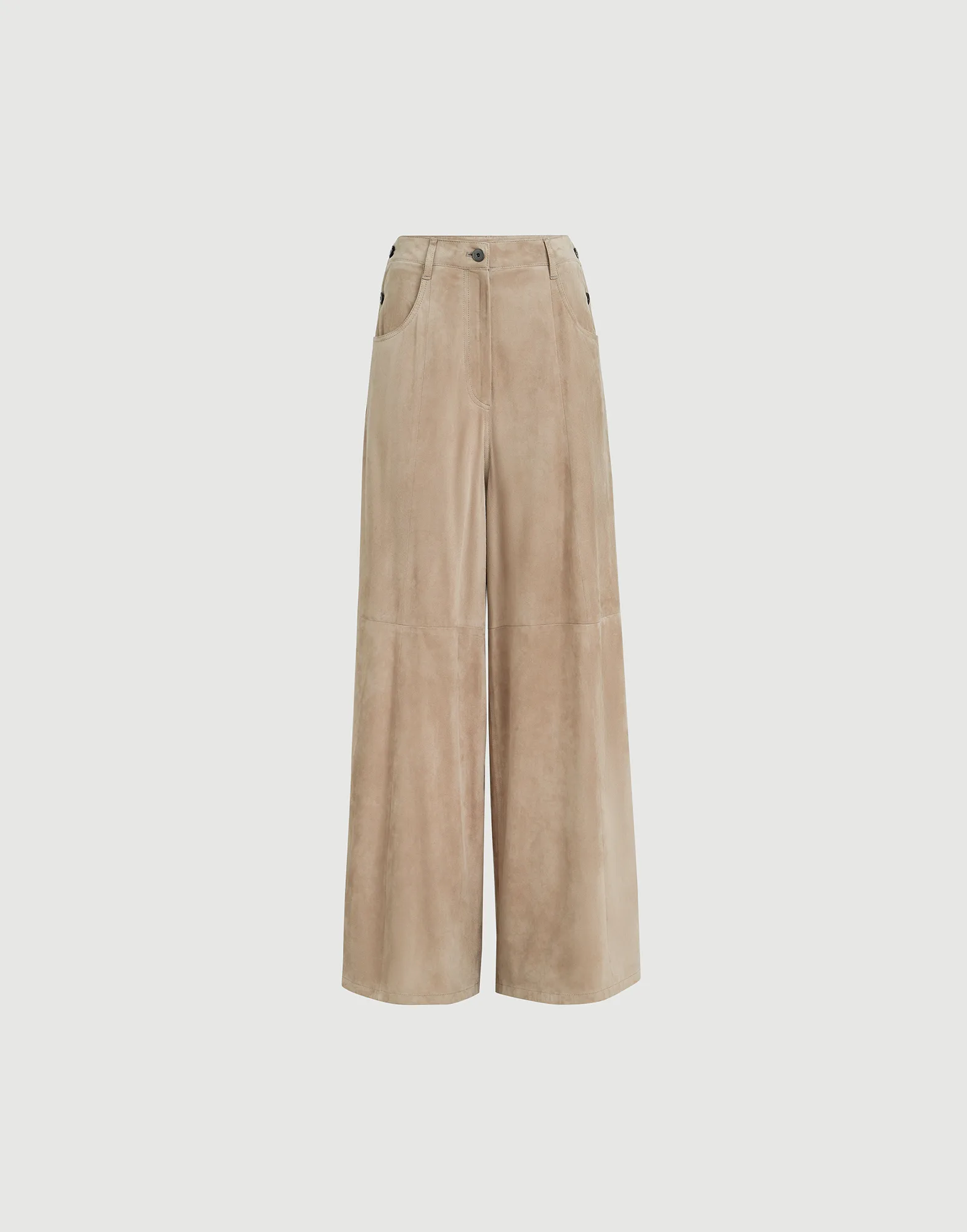 Suede maxi trousers with monili
