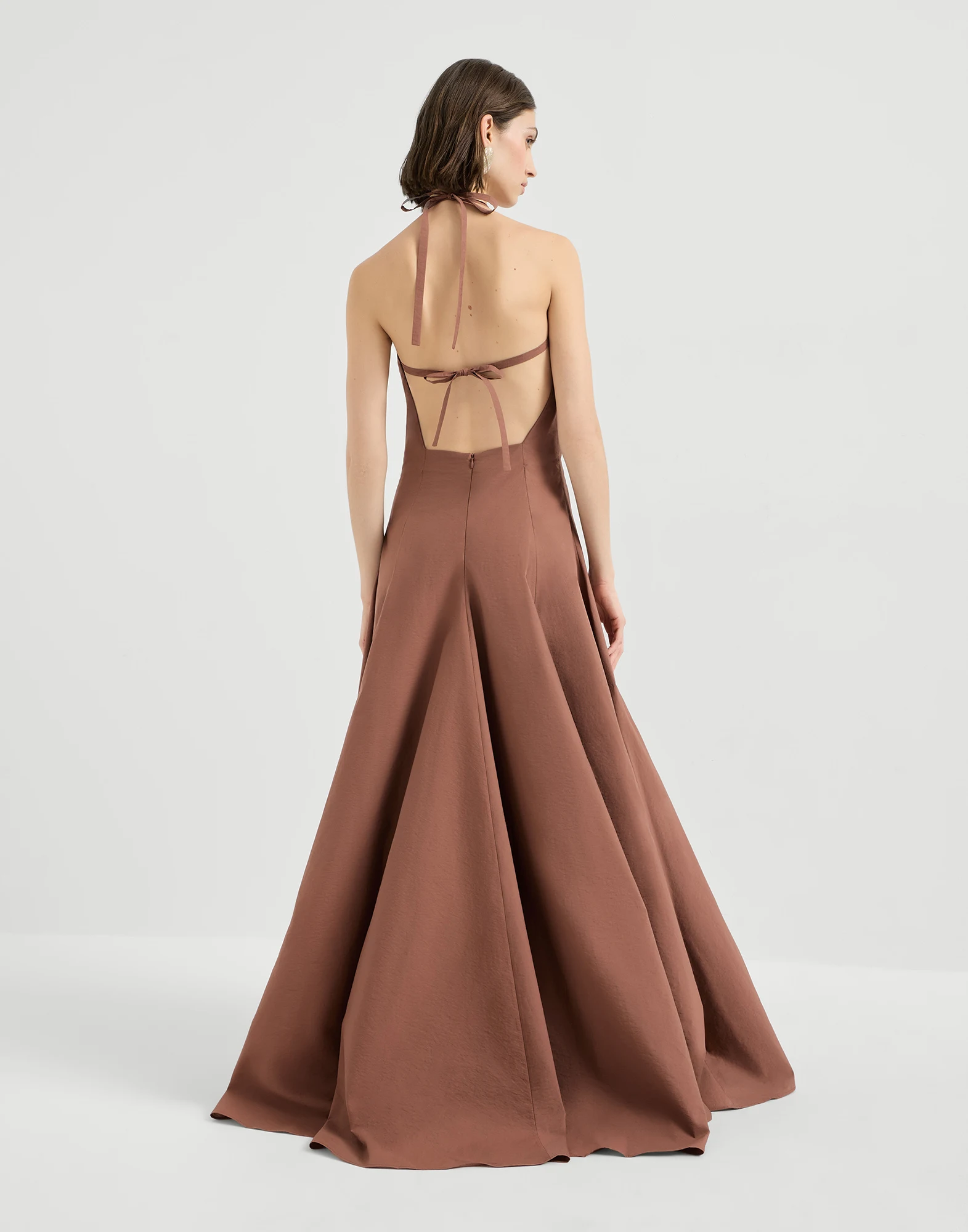 Vestido Halterneck en popelina de algodón técnico
