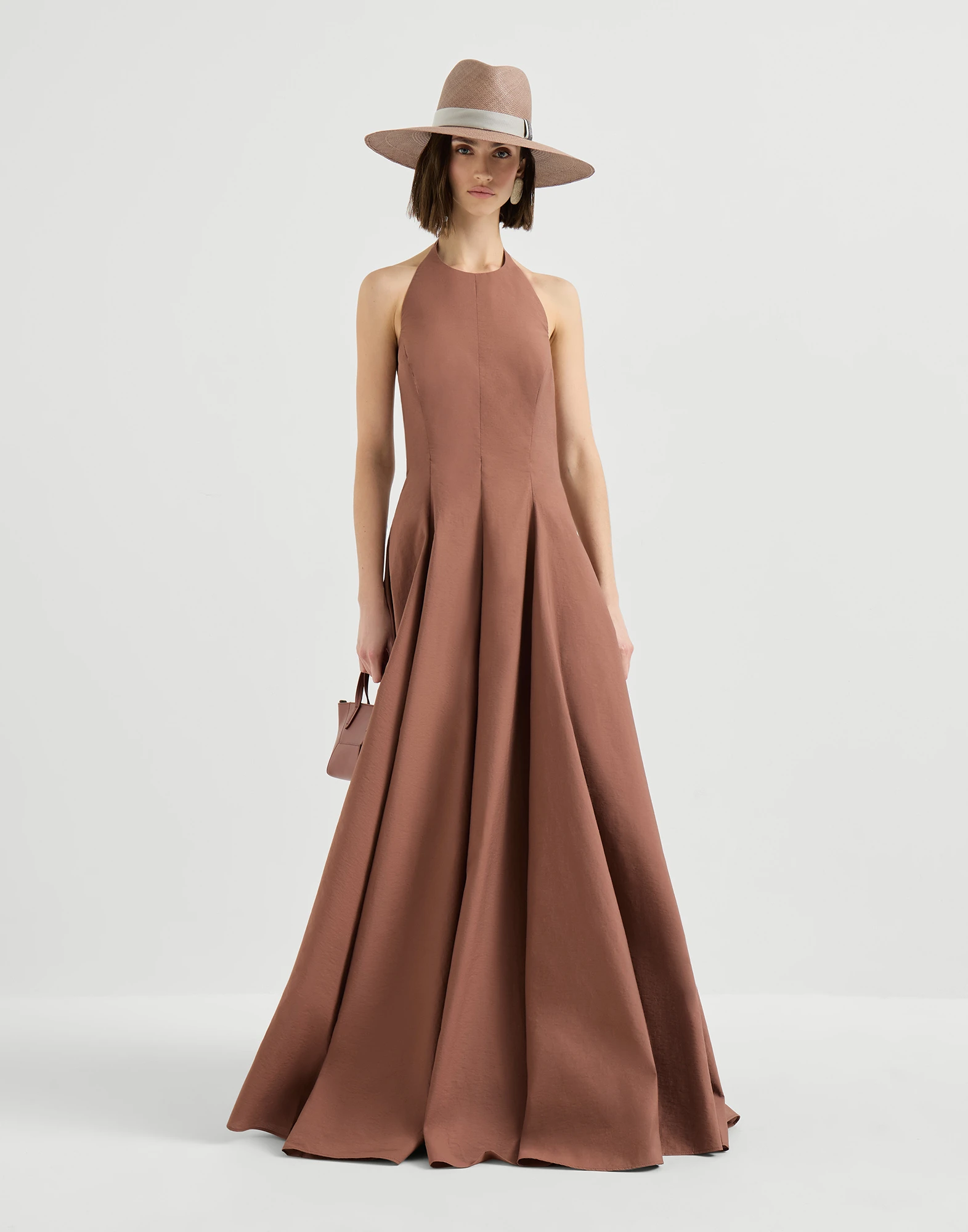 Vestido Halterneck en popelina de algodón técnico