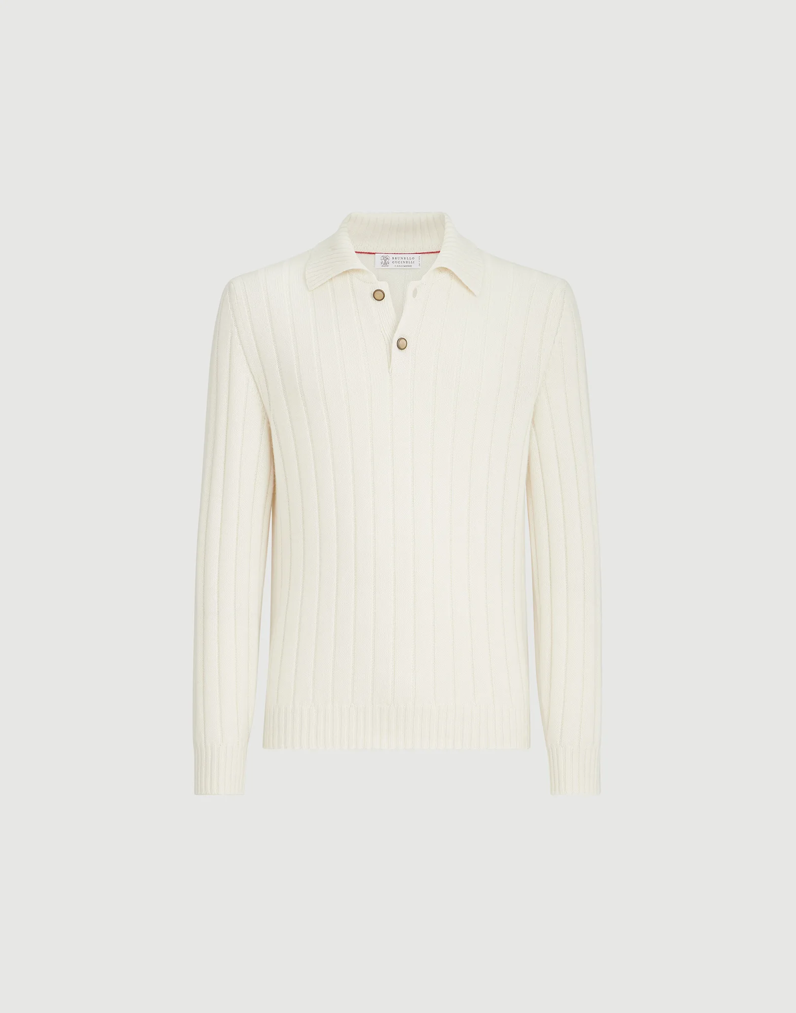 Cashmere ribbed knit polo
