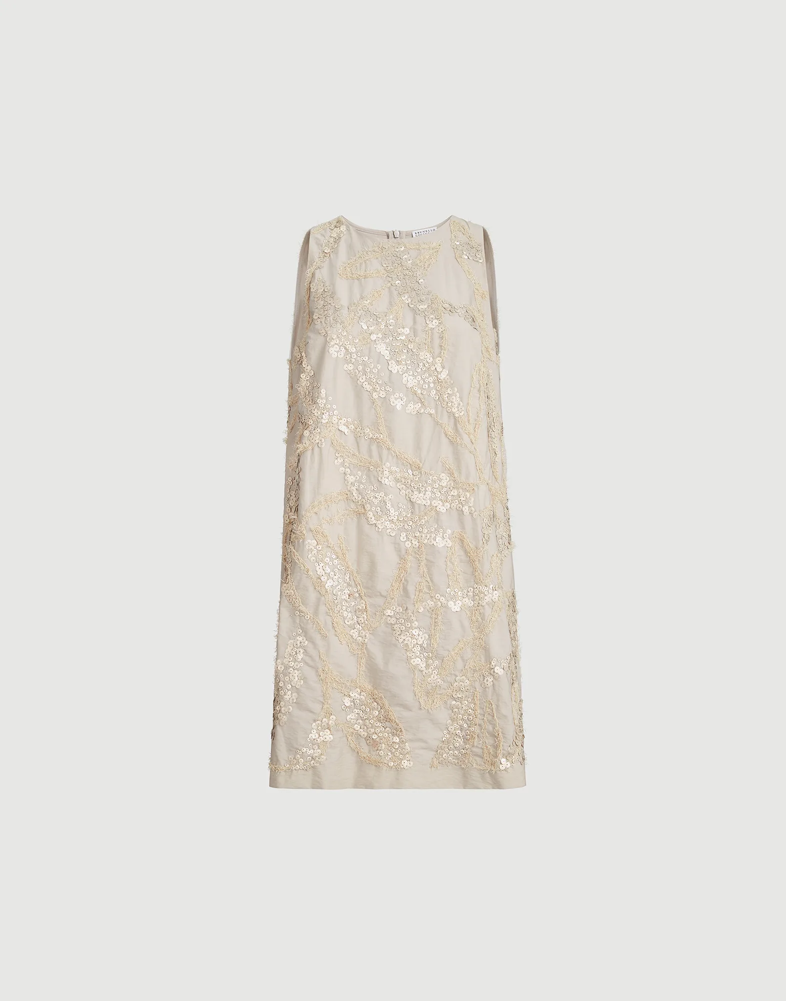 Vestido Mini en popelina de algodón técnico con hermoso bordado Seabed