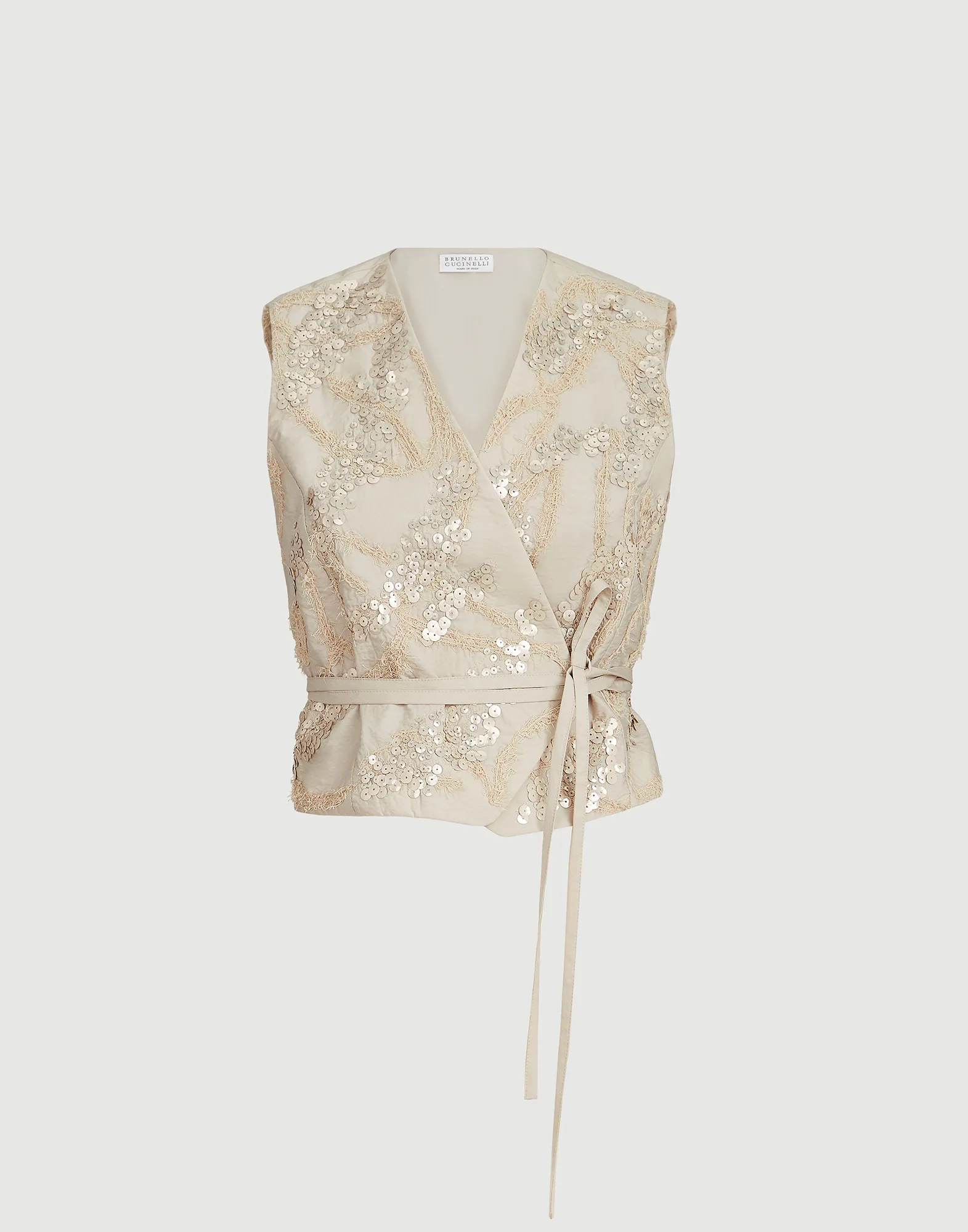 Techno cotton poplin vest with  dazzling seabed embroidery