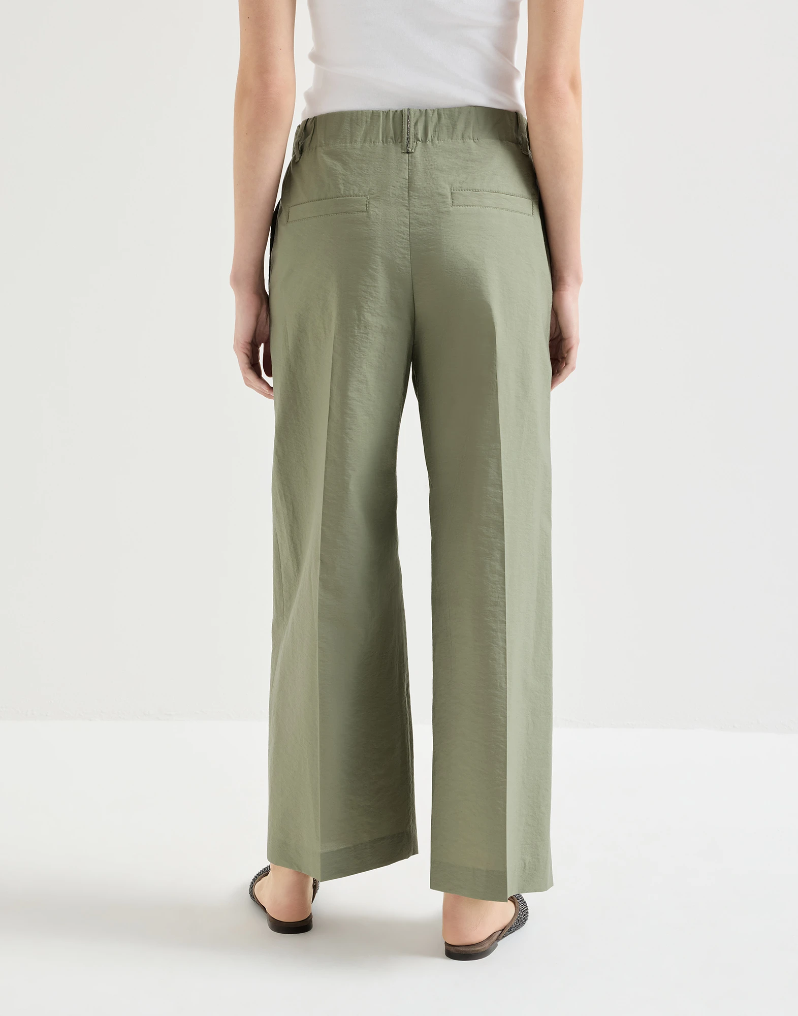 Pantalón A-Line en popelina de algodón técnico con Monile