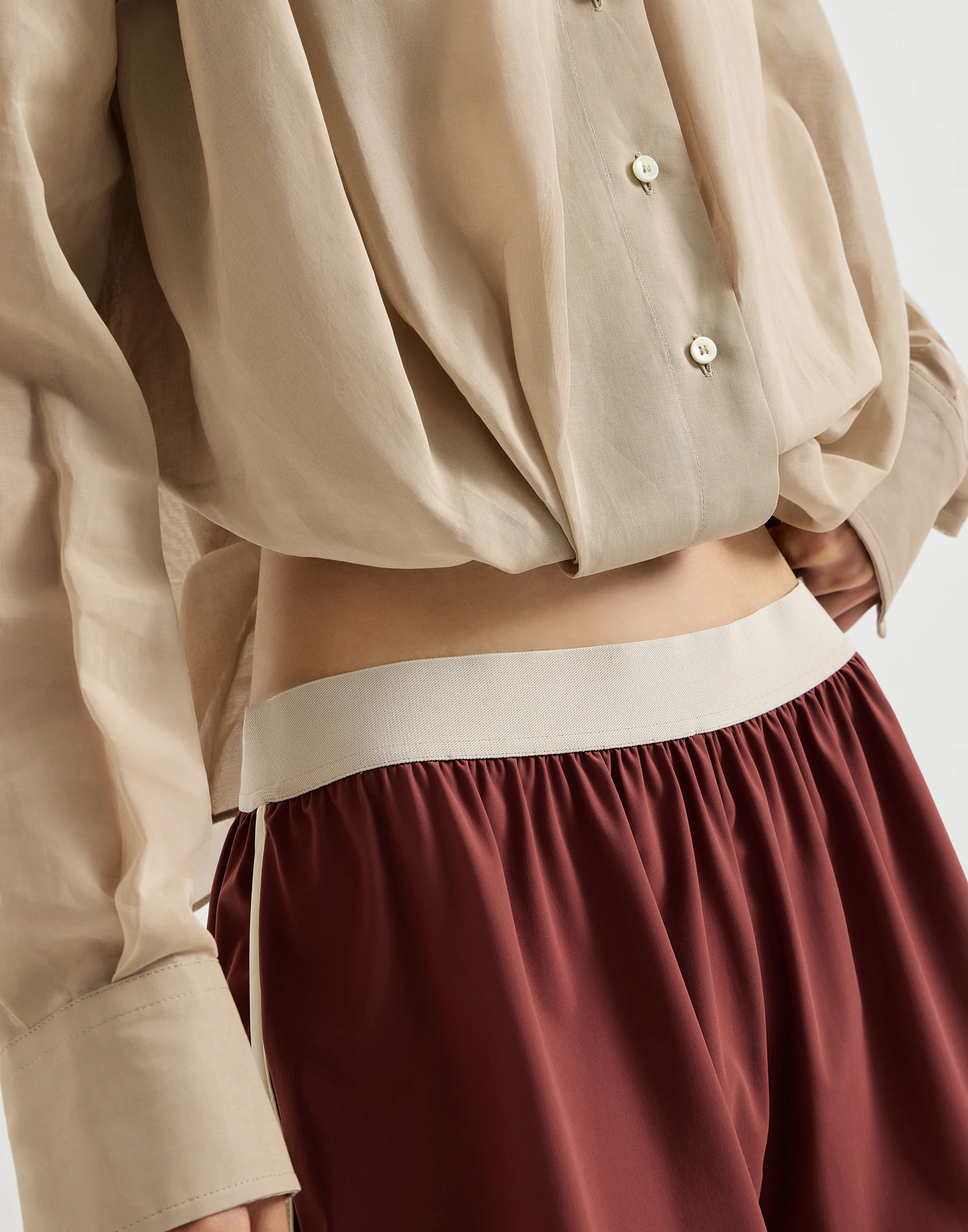 Cotton organza shirt with monili