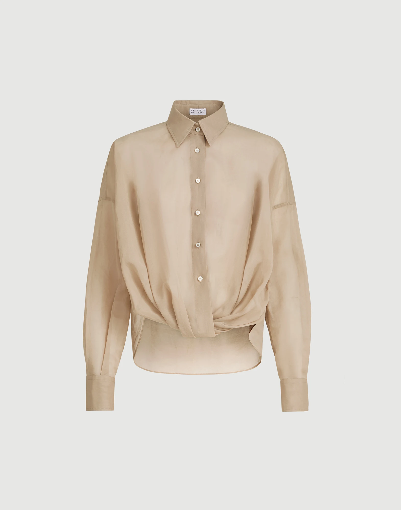 Cotton organza shirt with monili