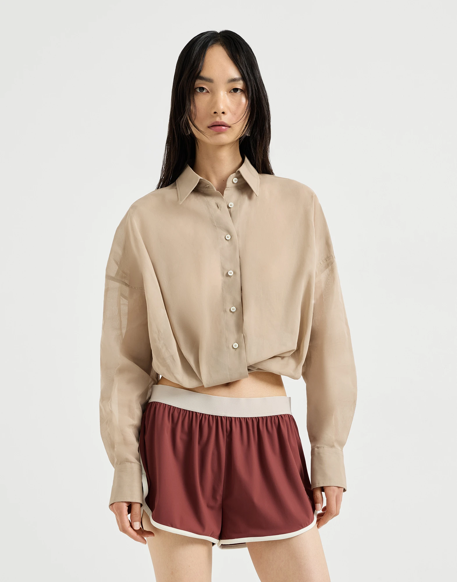 Camisa en organza de algodón con Monile