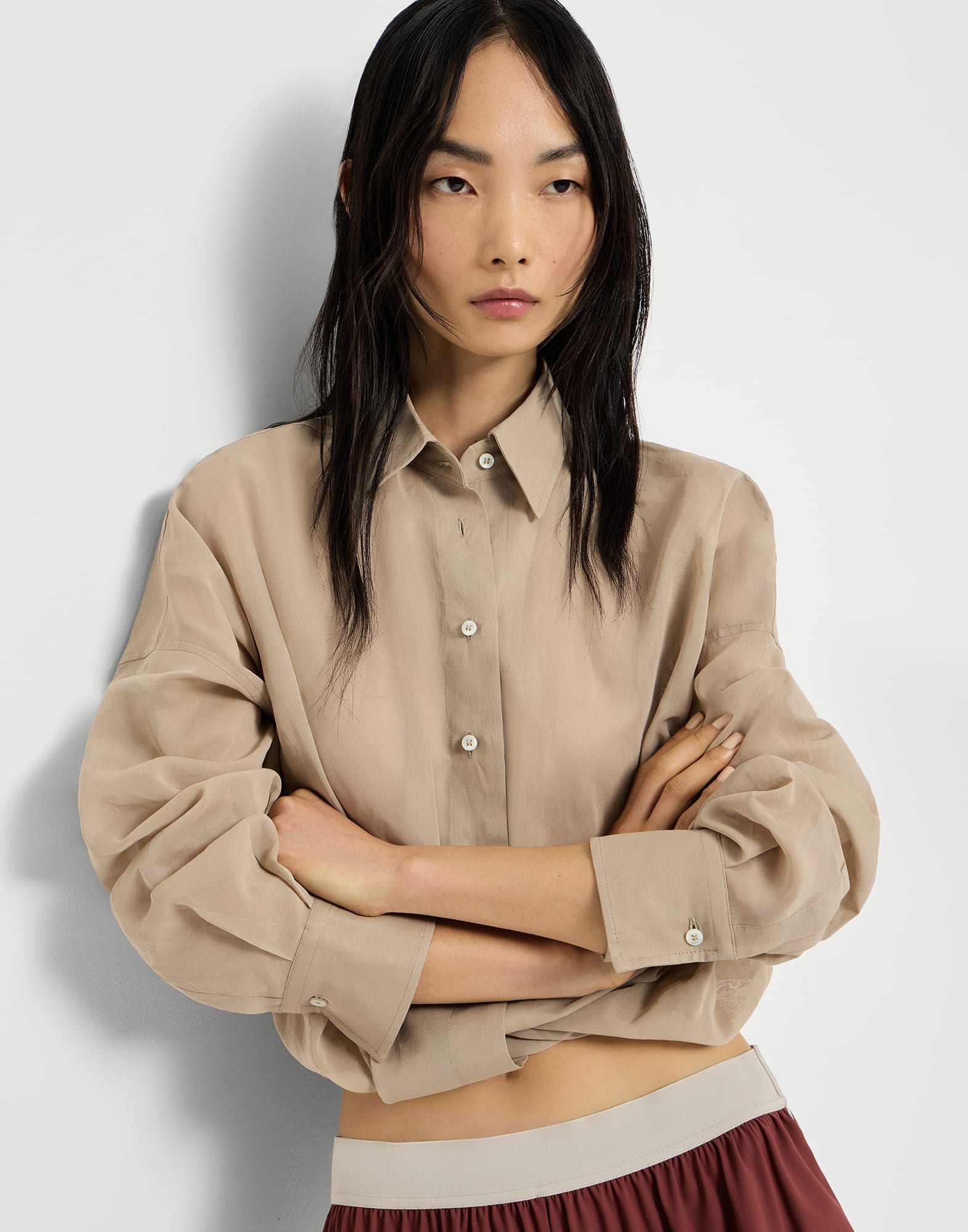 Camisa en organza de algodón con Monile