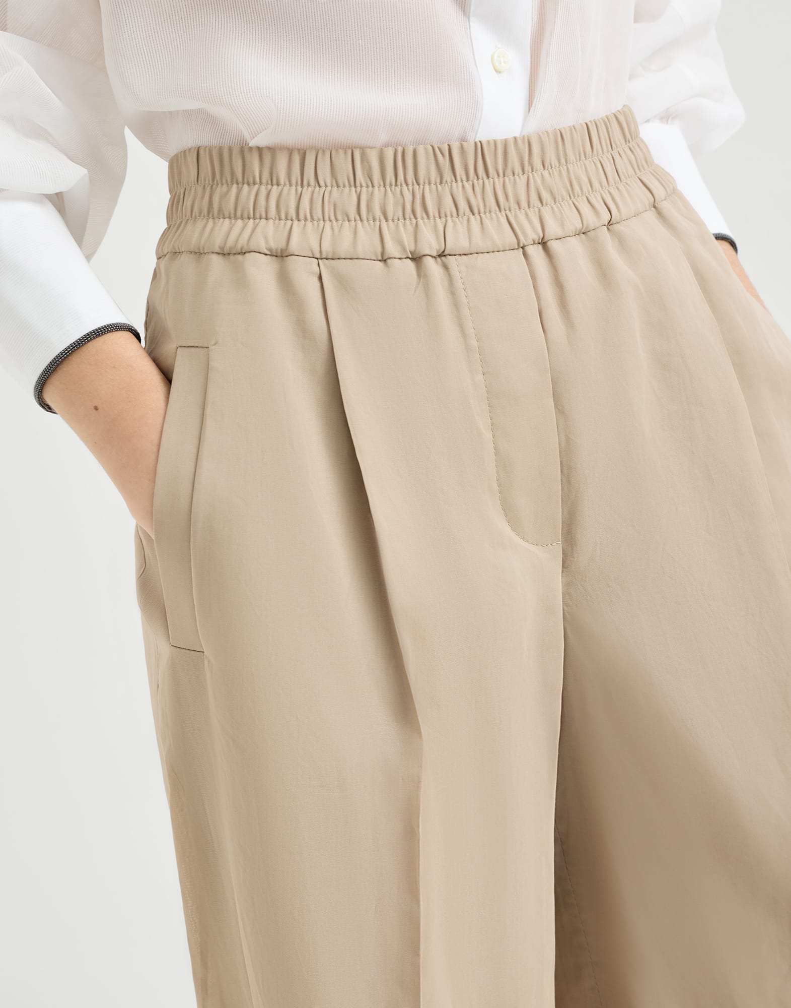 Cotton organza loose track trousers