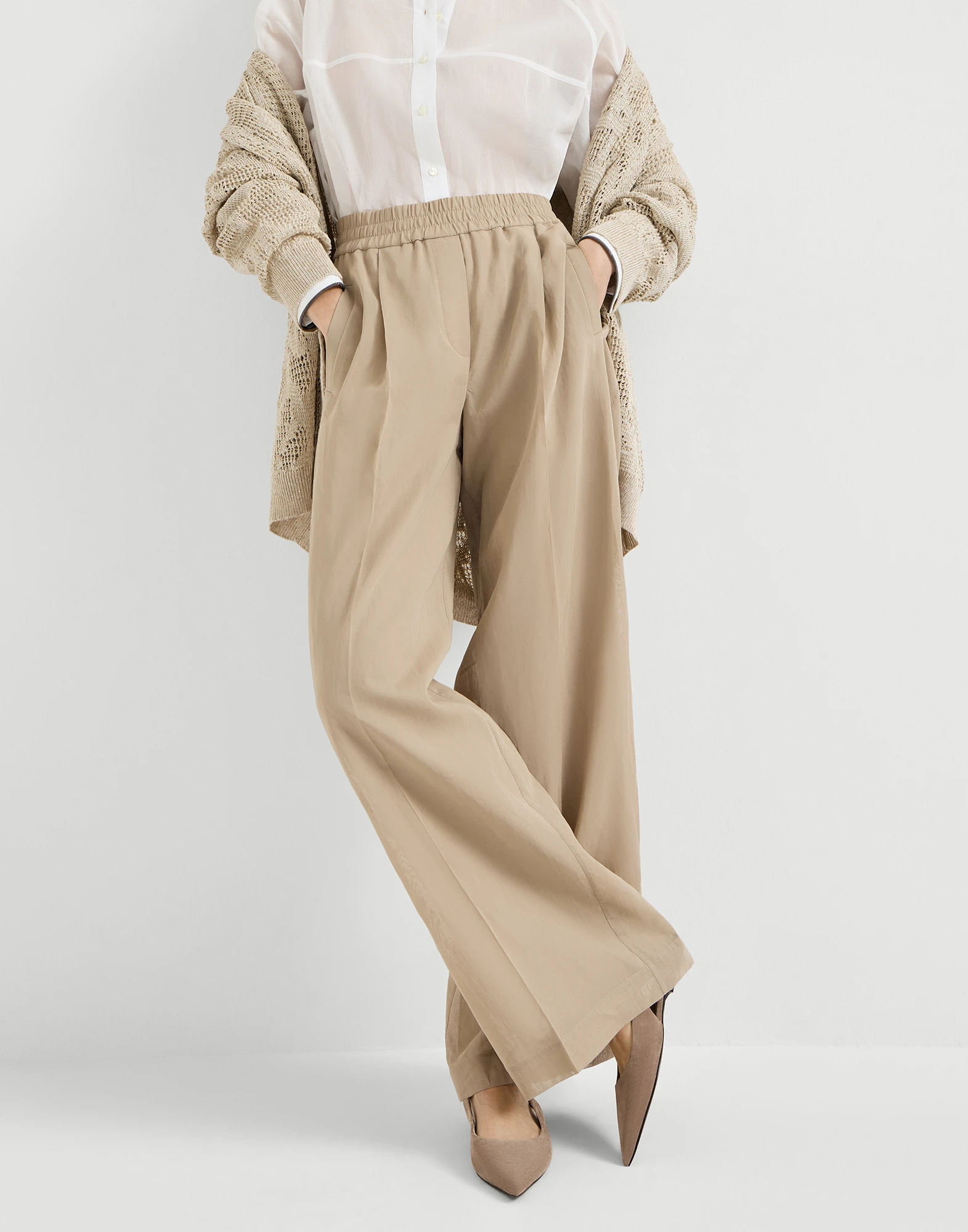 Cotton organza loose track trousers